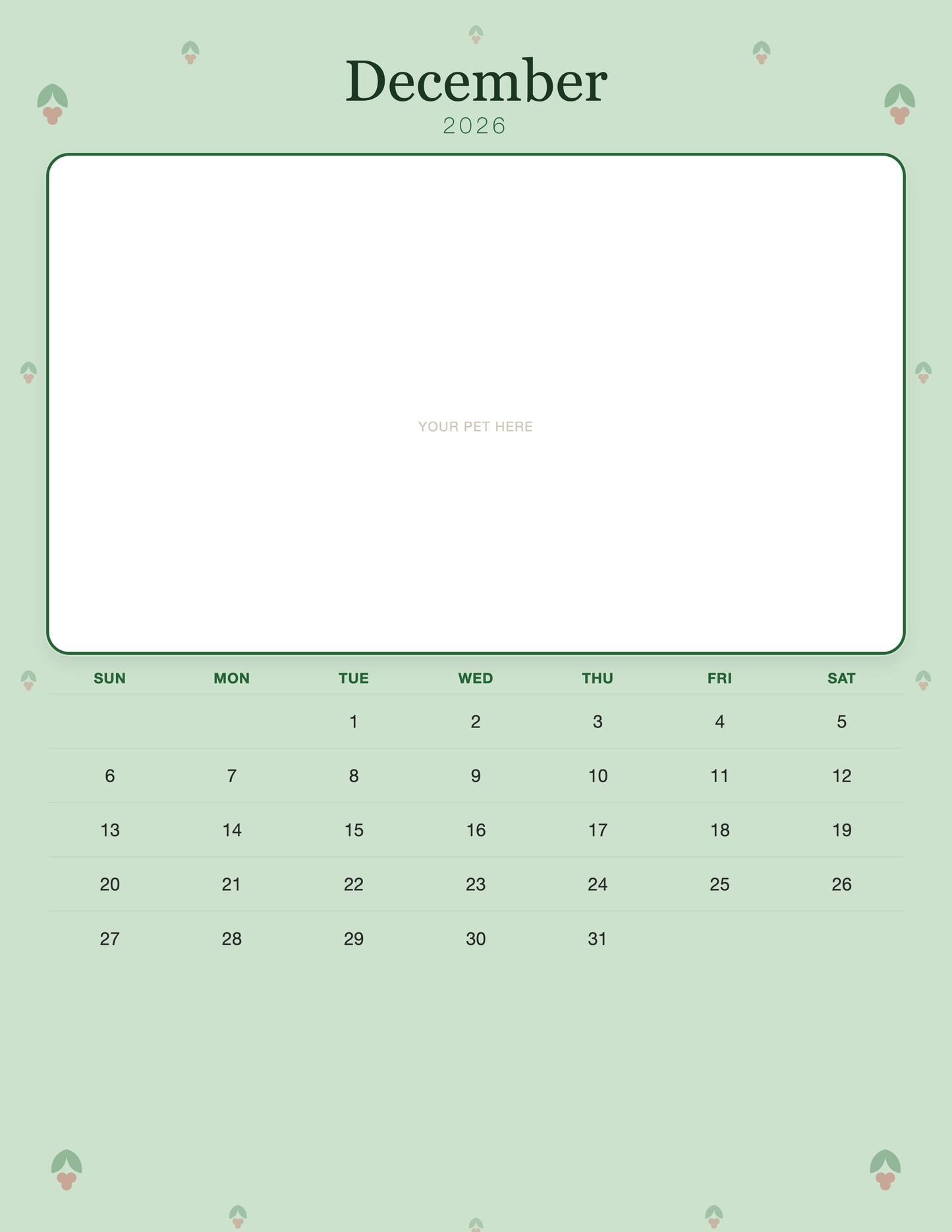 december calendar page