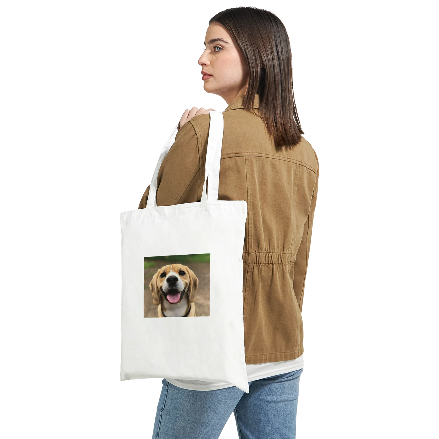 Custom Pet Tote Bag with a sample pet photo, view 3