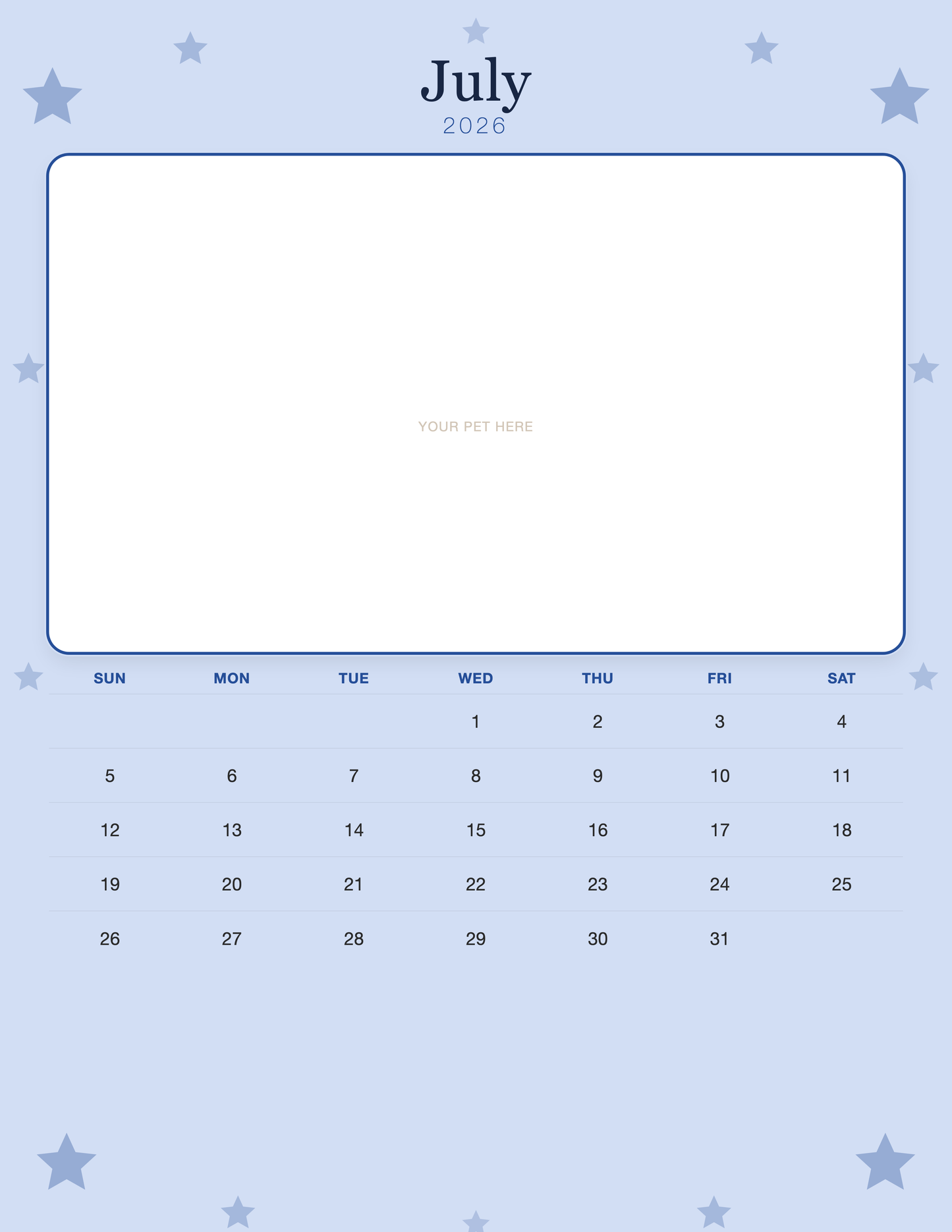 july calendar page