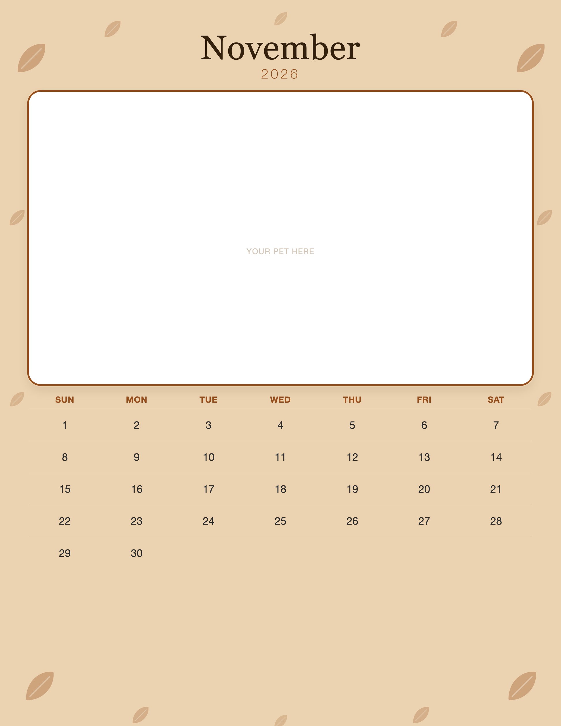 november calendar page