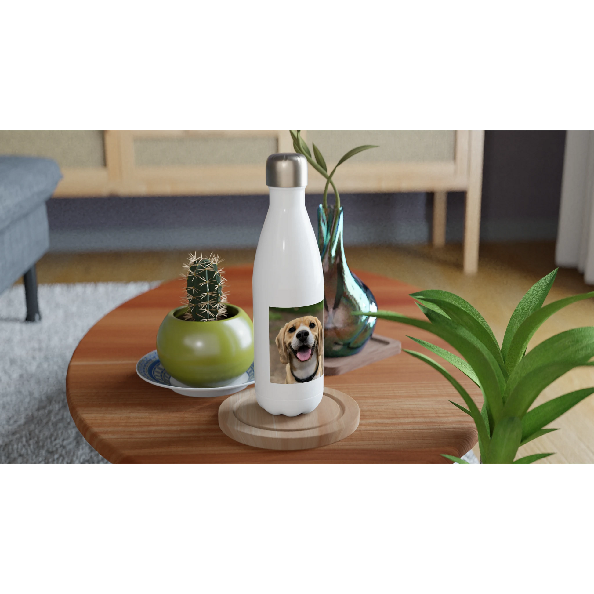 Custom Pet Water Bottle with a sample pet photo, view 4