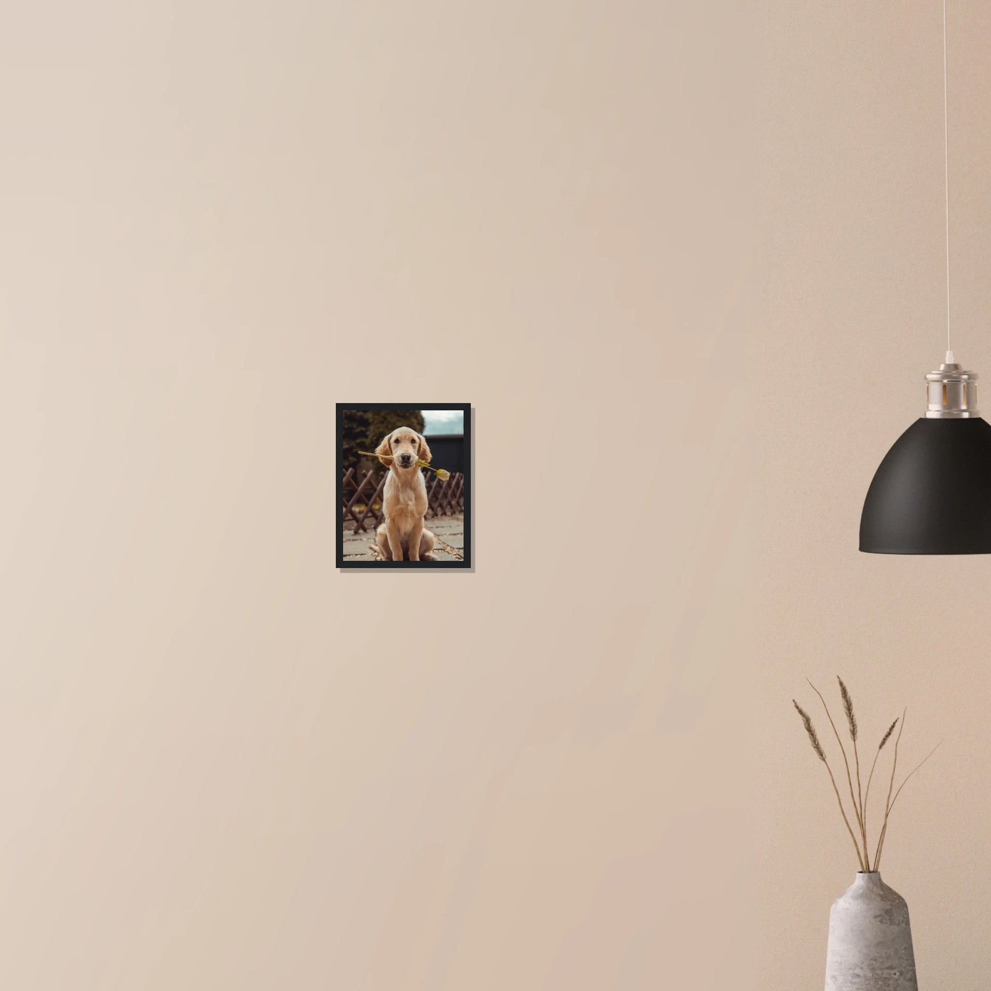 Custom Pet Framed Poster with a sample pet photo, view 2