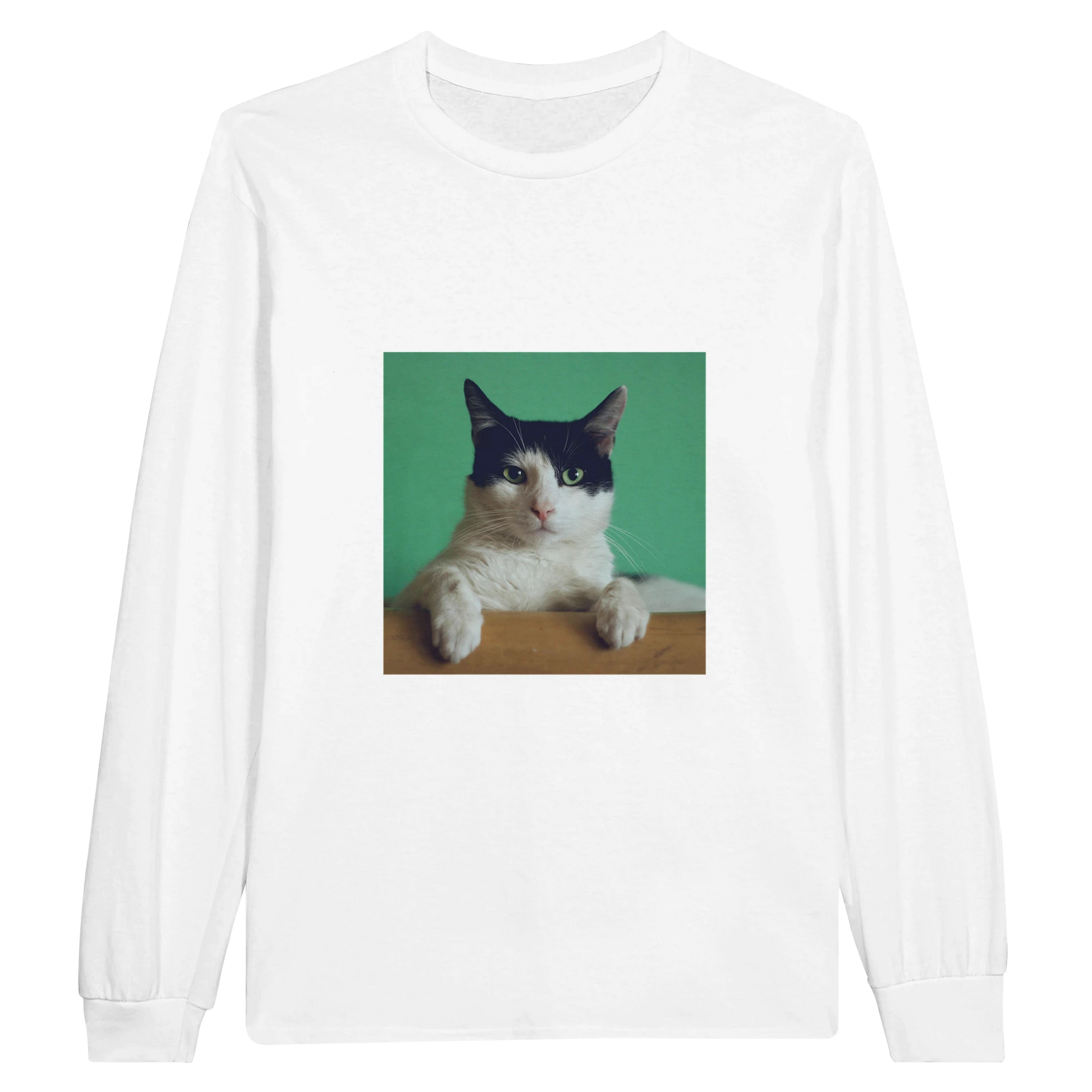 Custom Pet Long Sleeve Tee with a sample pet photo, view 1