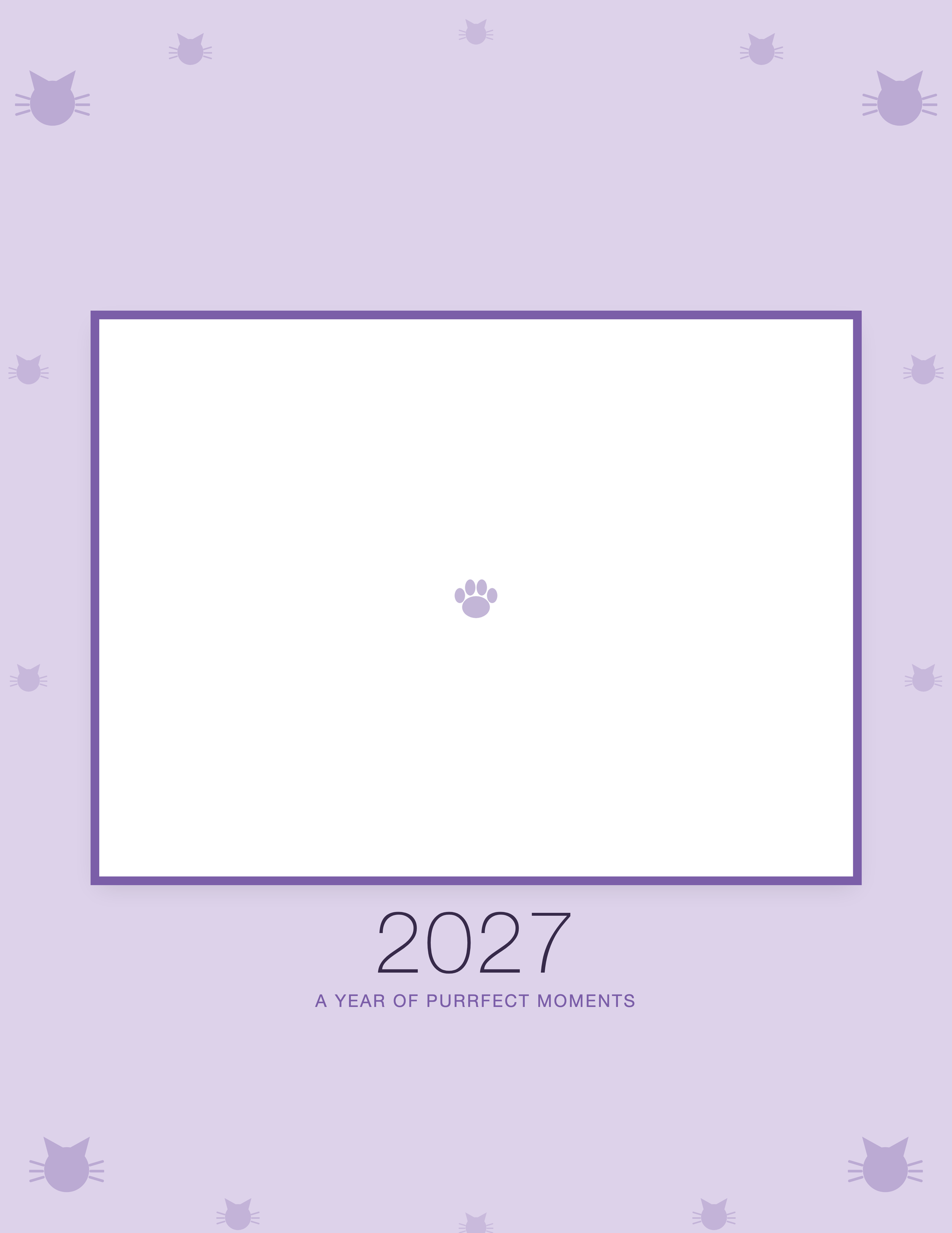Cover of the Personalized Cat Photo Wall Calendar 2027, with space for your pet's photo and name
