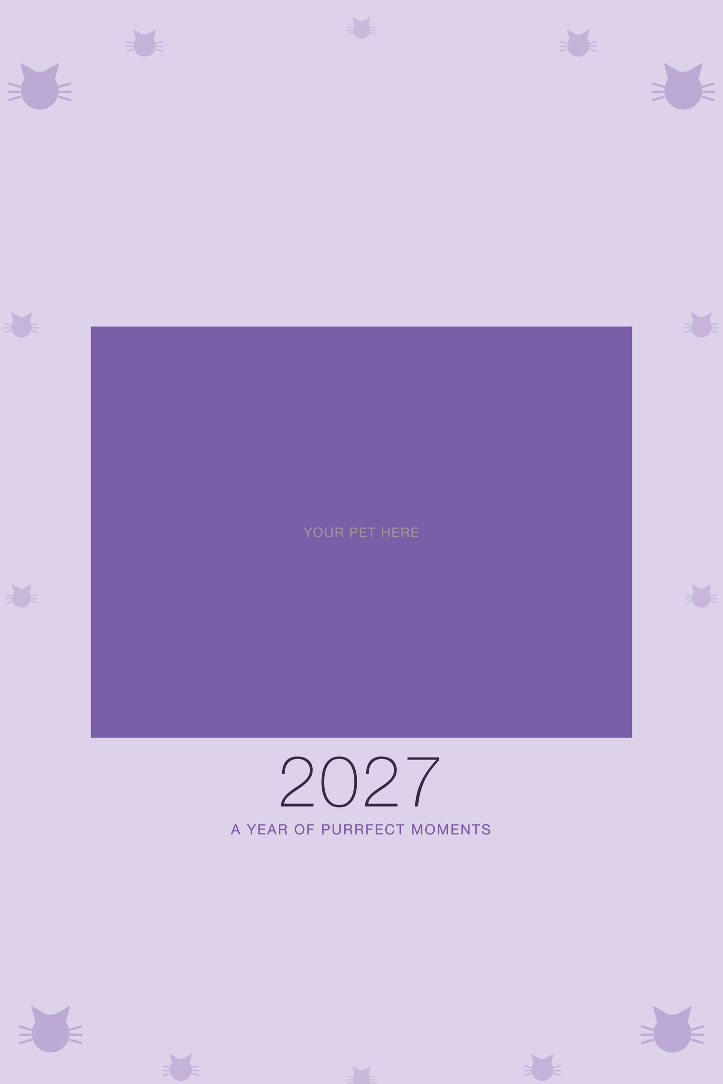 Cover of the Personalized Cat Photo Wall Calendar 2027, with space for your pet's photo and name