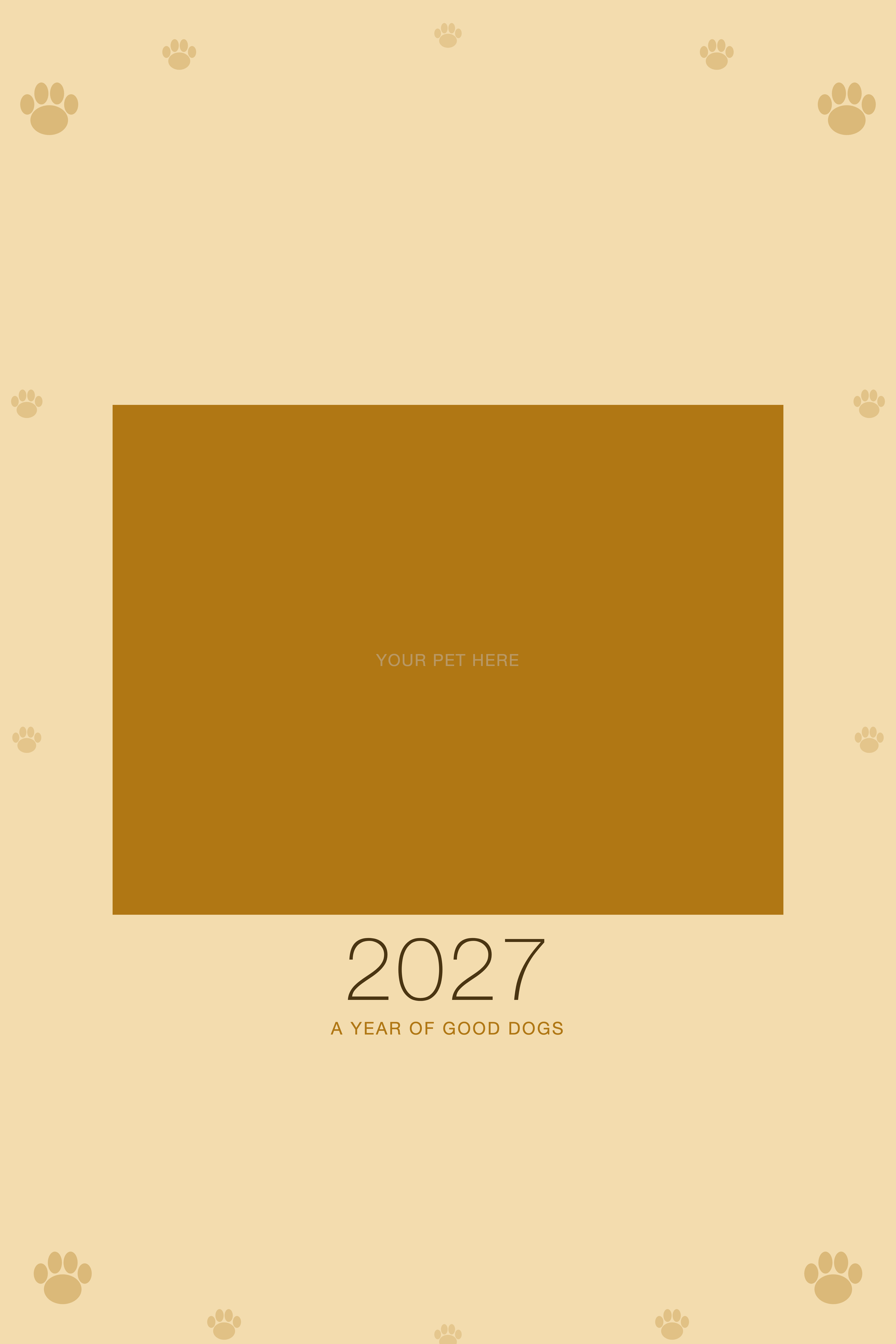 Cover of the Personalized Dog Photo Wall Calendar 2027, with space for your pet's photo and name