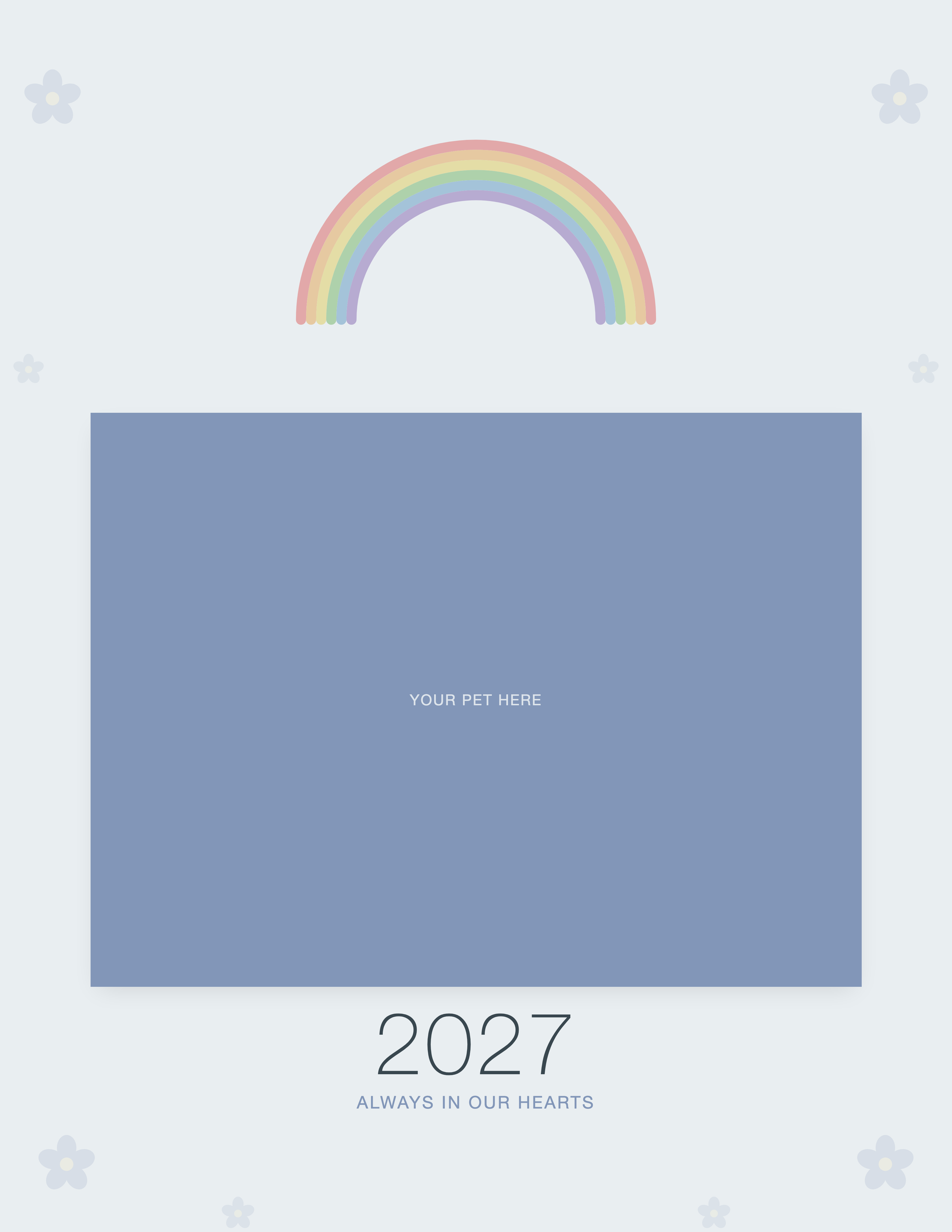 Cover of the Pet Memorial Calendar 2027 — In Loving Memory, with space for your pet's photo and name