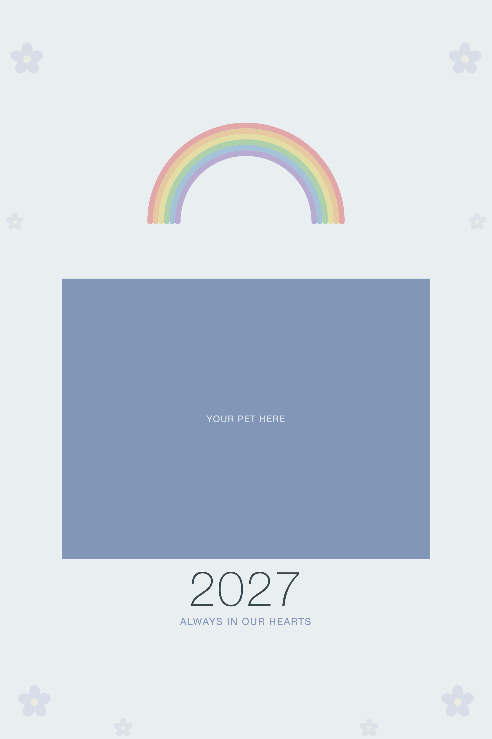 Cover of the Pet Memorial Calendar 2027 — In Loving Memory, with space for your pet's photo and name
