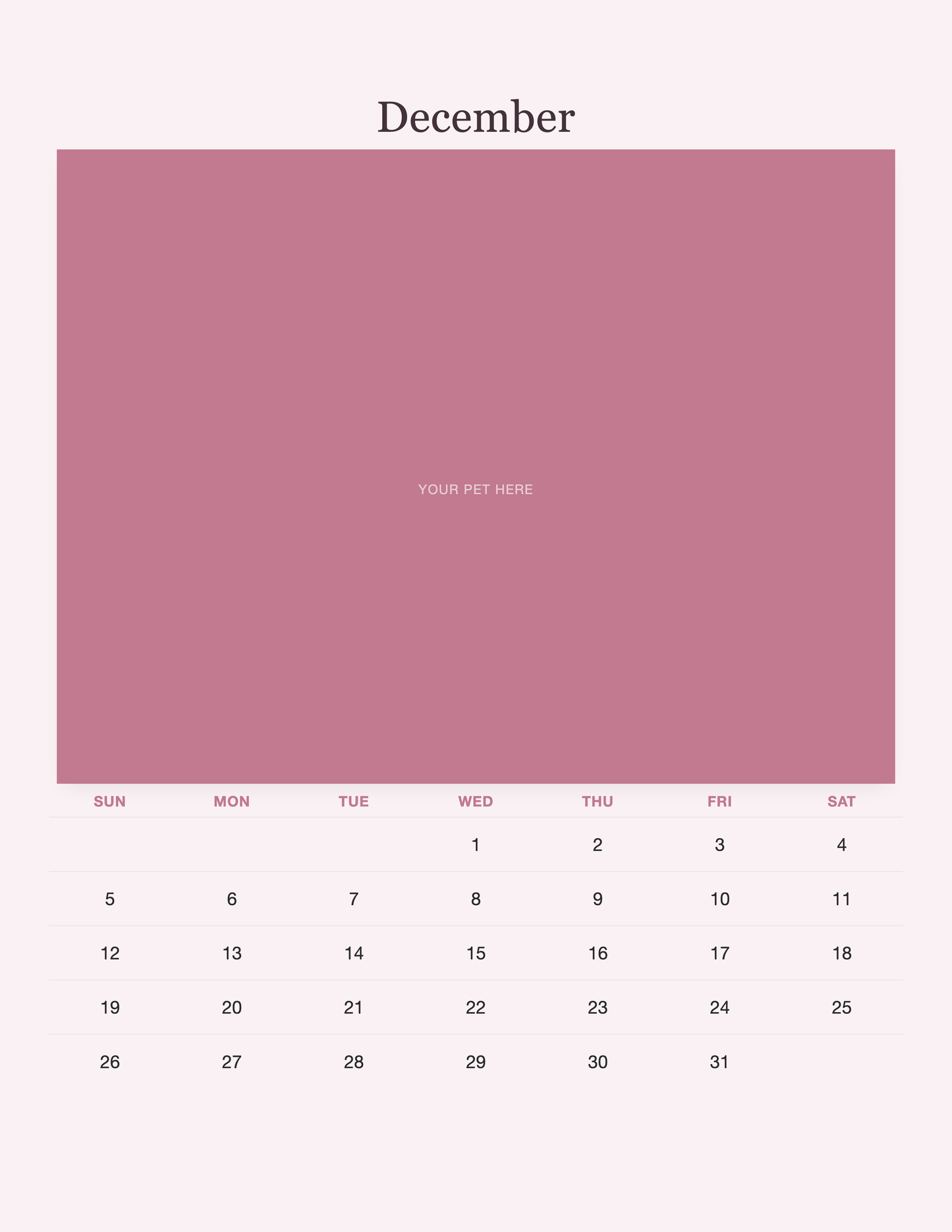 December page of the Pet Mom Calendar 2027 — Best Pet Mom Ever, with a photo area above the date grid