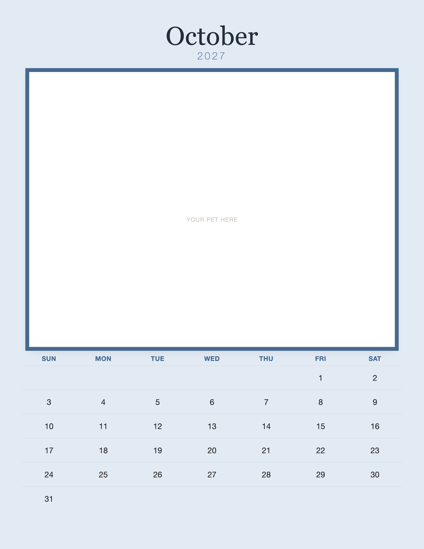 pet-calendar-2027-plain-blue-pages 10-october