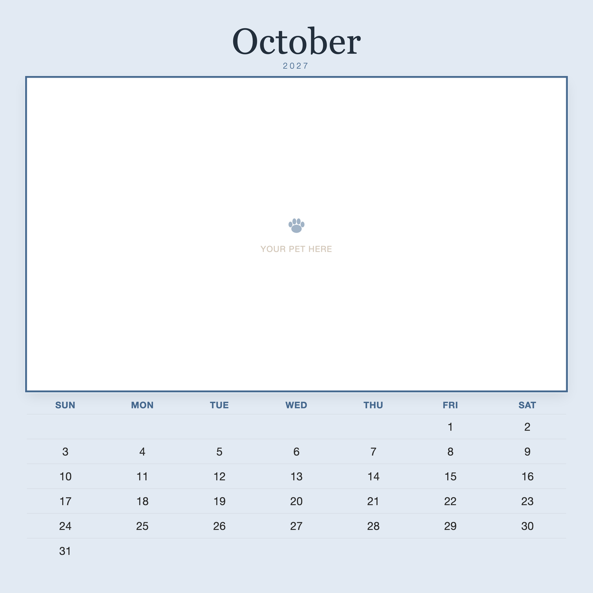 pet-calendar-2027-plain-blue-sq7-pages 10-october