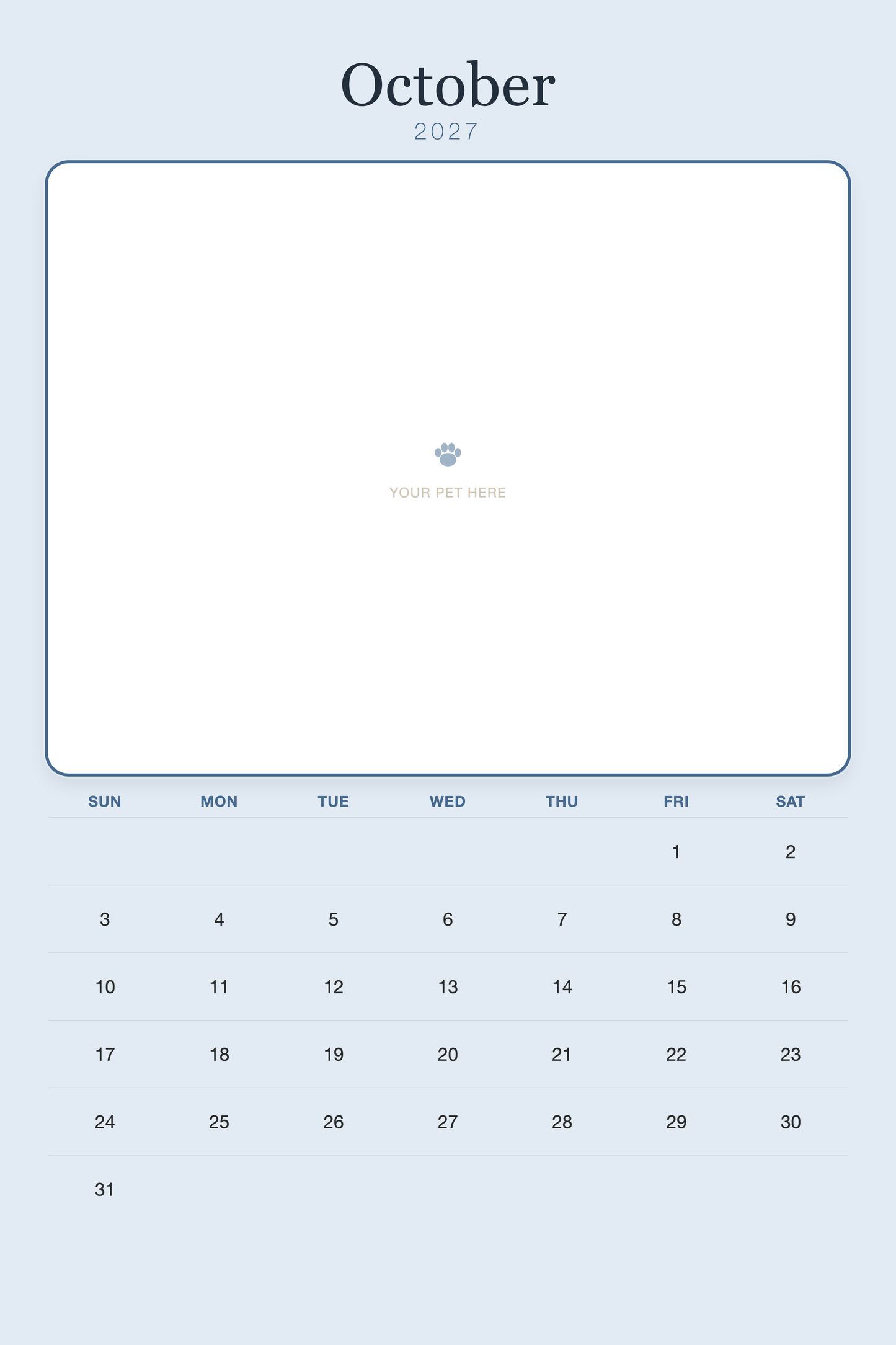 pet-calendar-2027-plain-blue-xl-pages 10-october