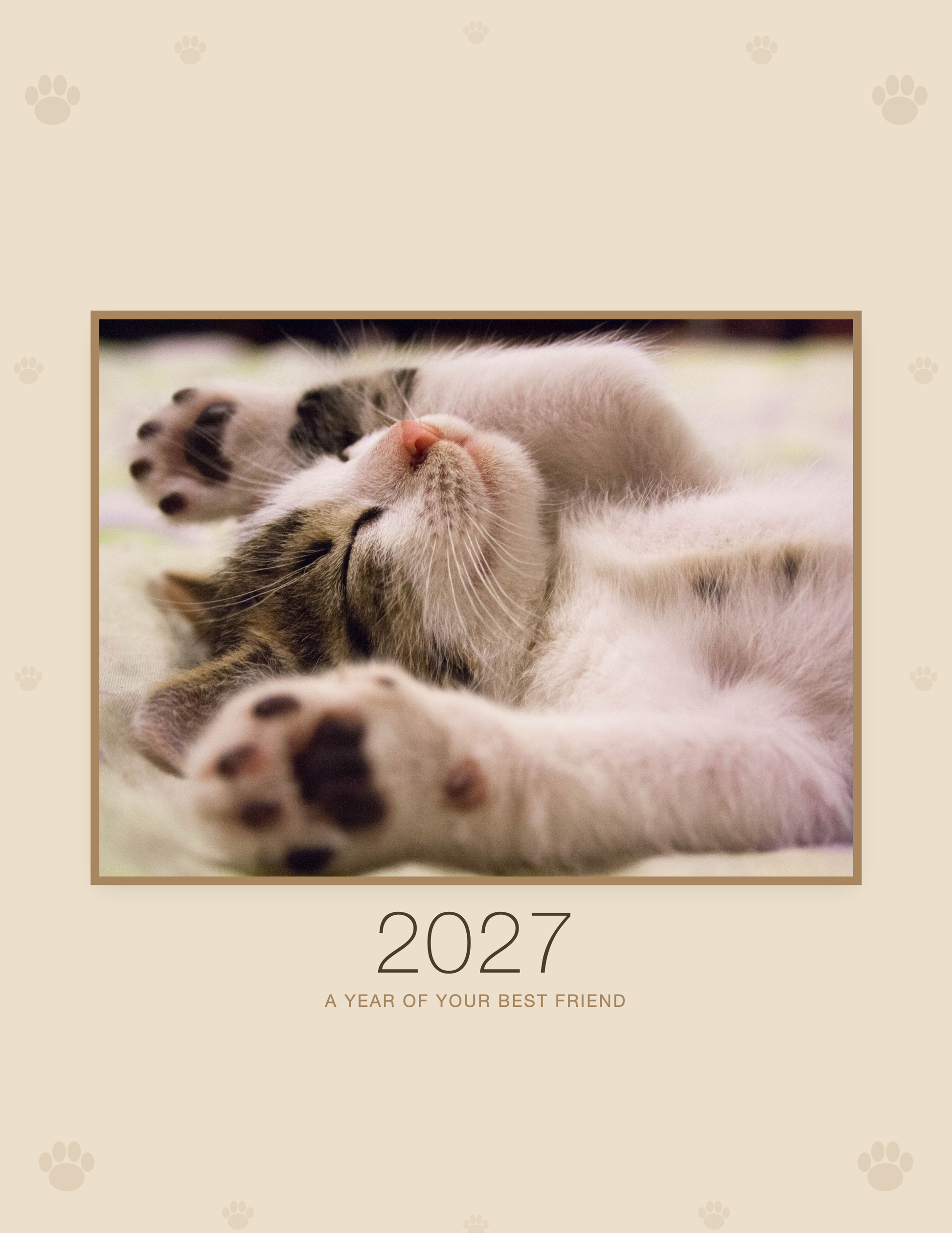 2027 plain-linen calendar cover with sample pet photo