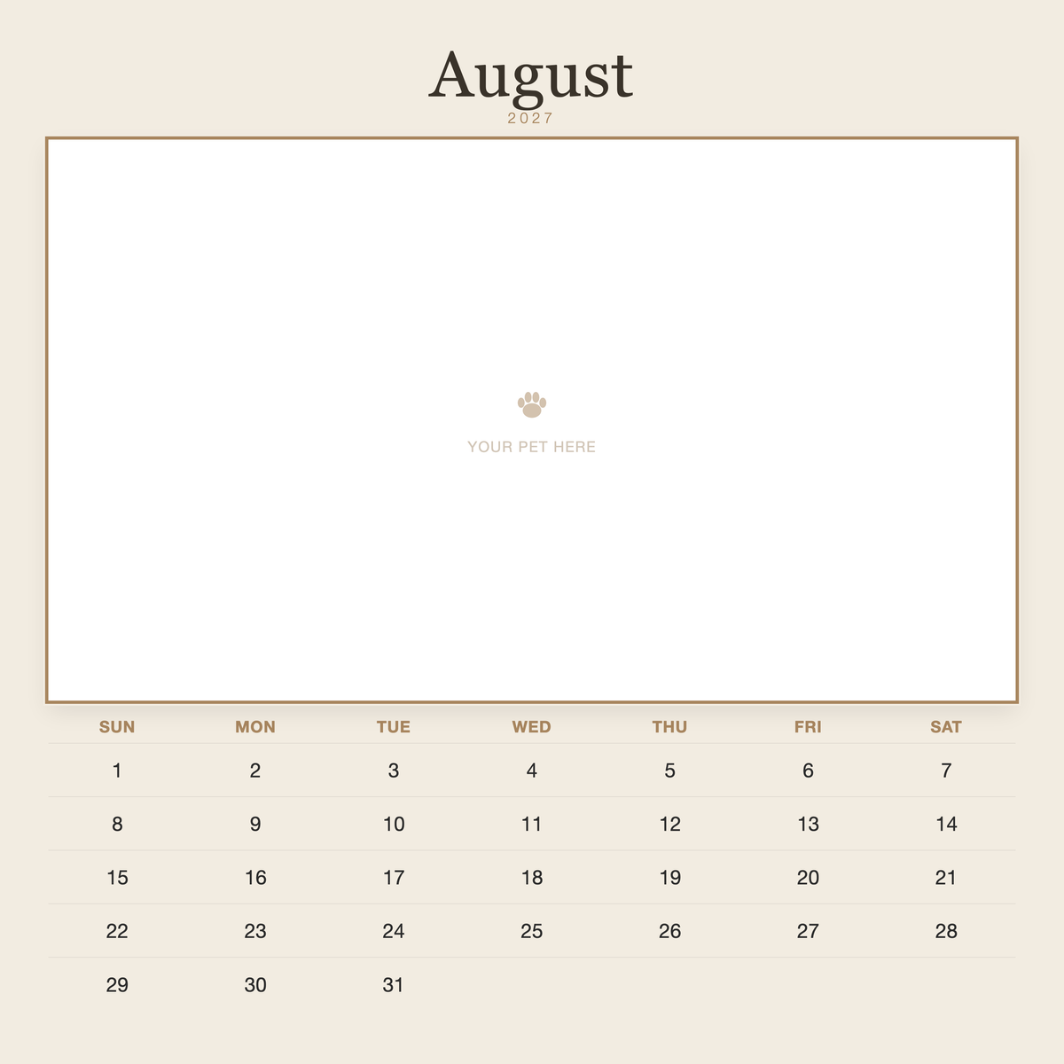 pet-calendar-2027-plain-linen-sq7-pages 08-august