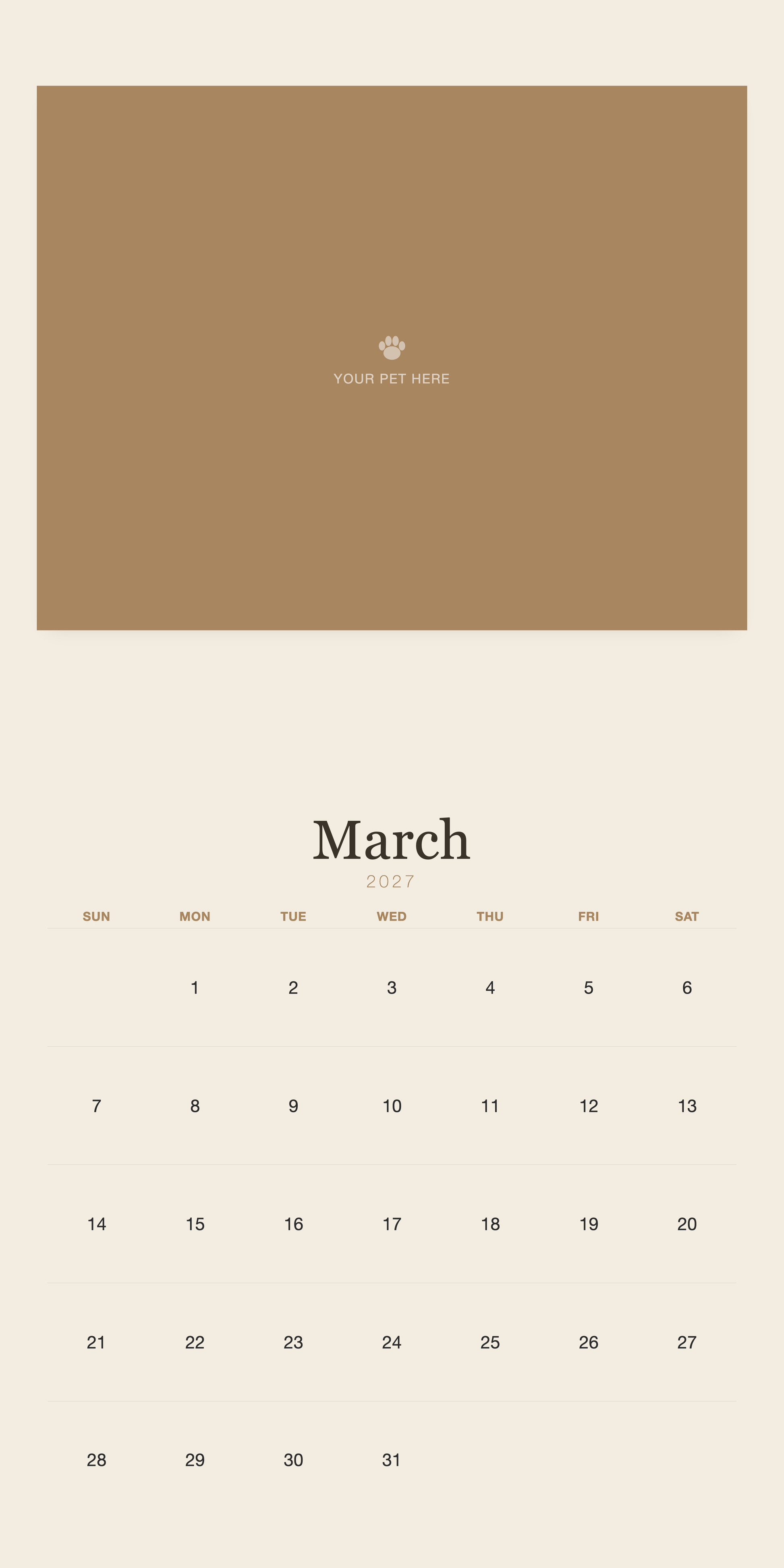 pet-calendar-2027-plain-linen-square-pages 03-march