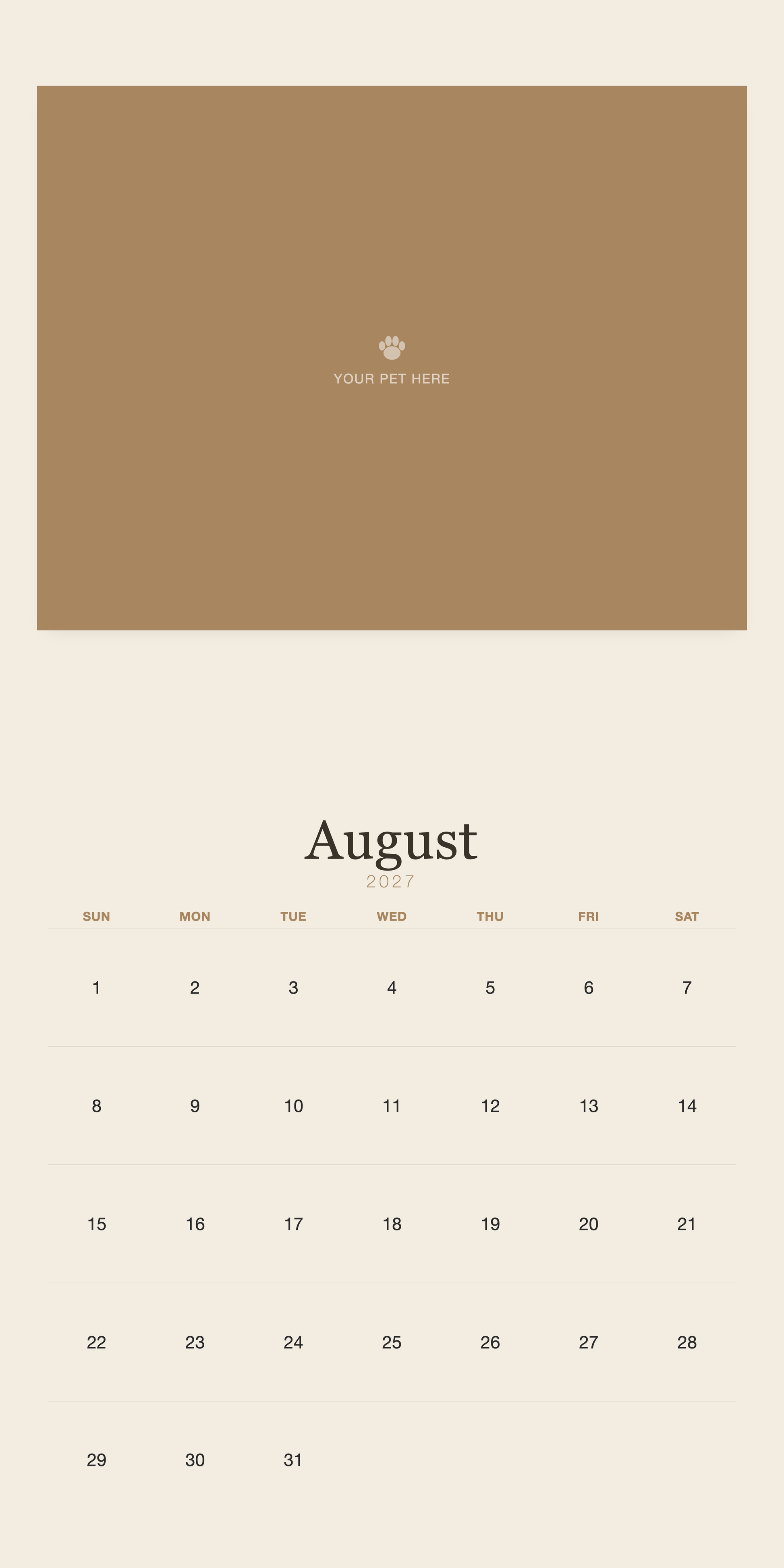 pet-calendar-2027-plain-linen-square-pages 08-august