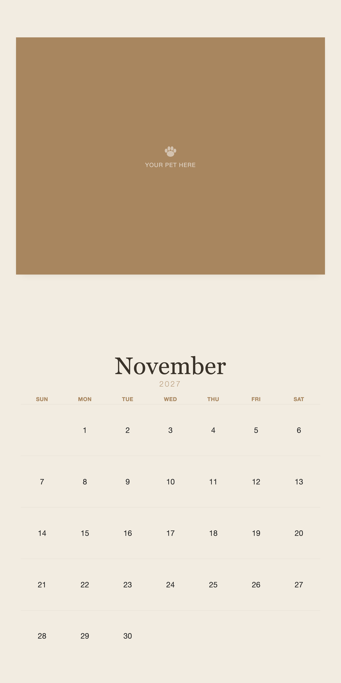 pet-calendar-2027-plain-linen-square-pages 11-november