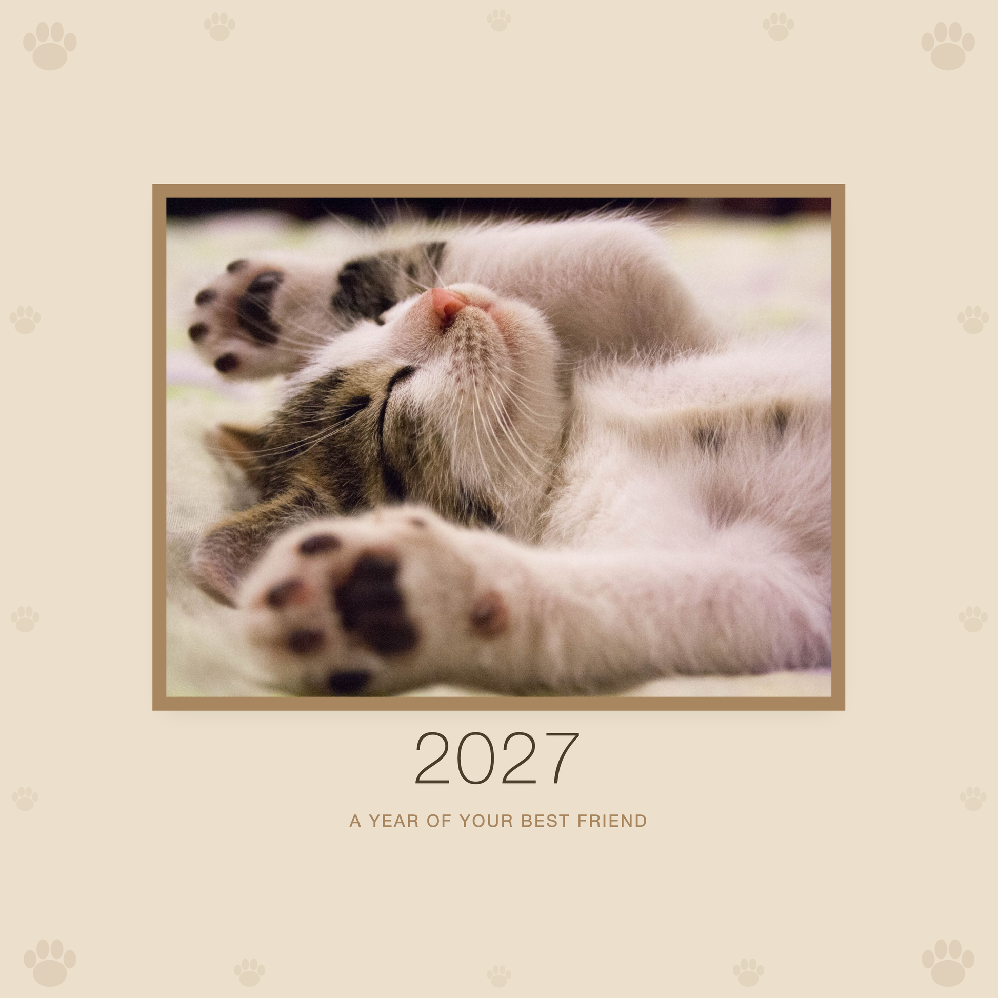 2027 plain-linen calendar cover with sample pet photo