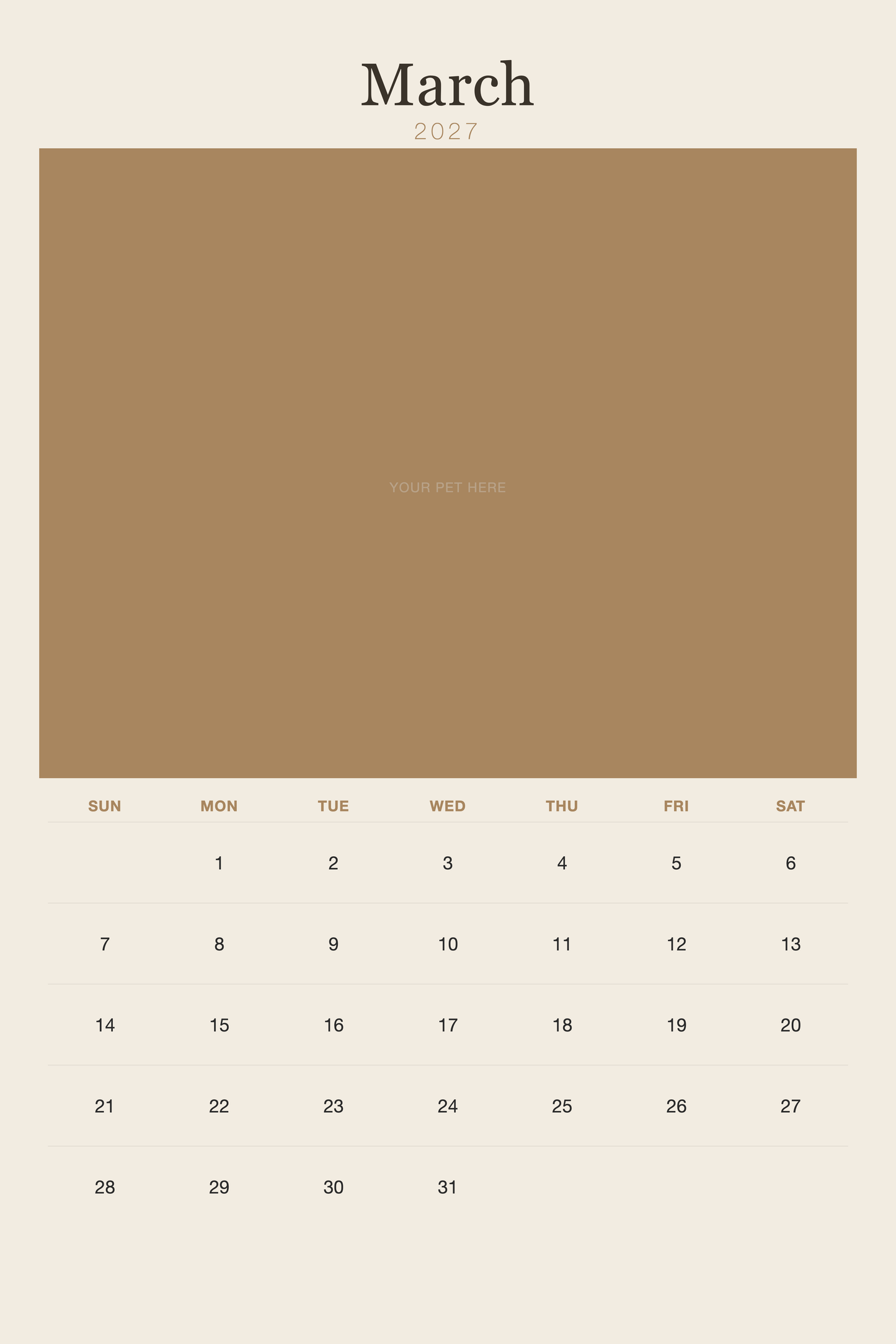 pet-calendar-2027-plain-linen-xl-pages 03-march