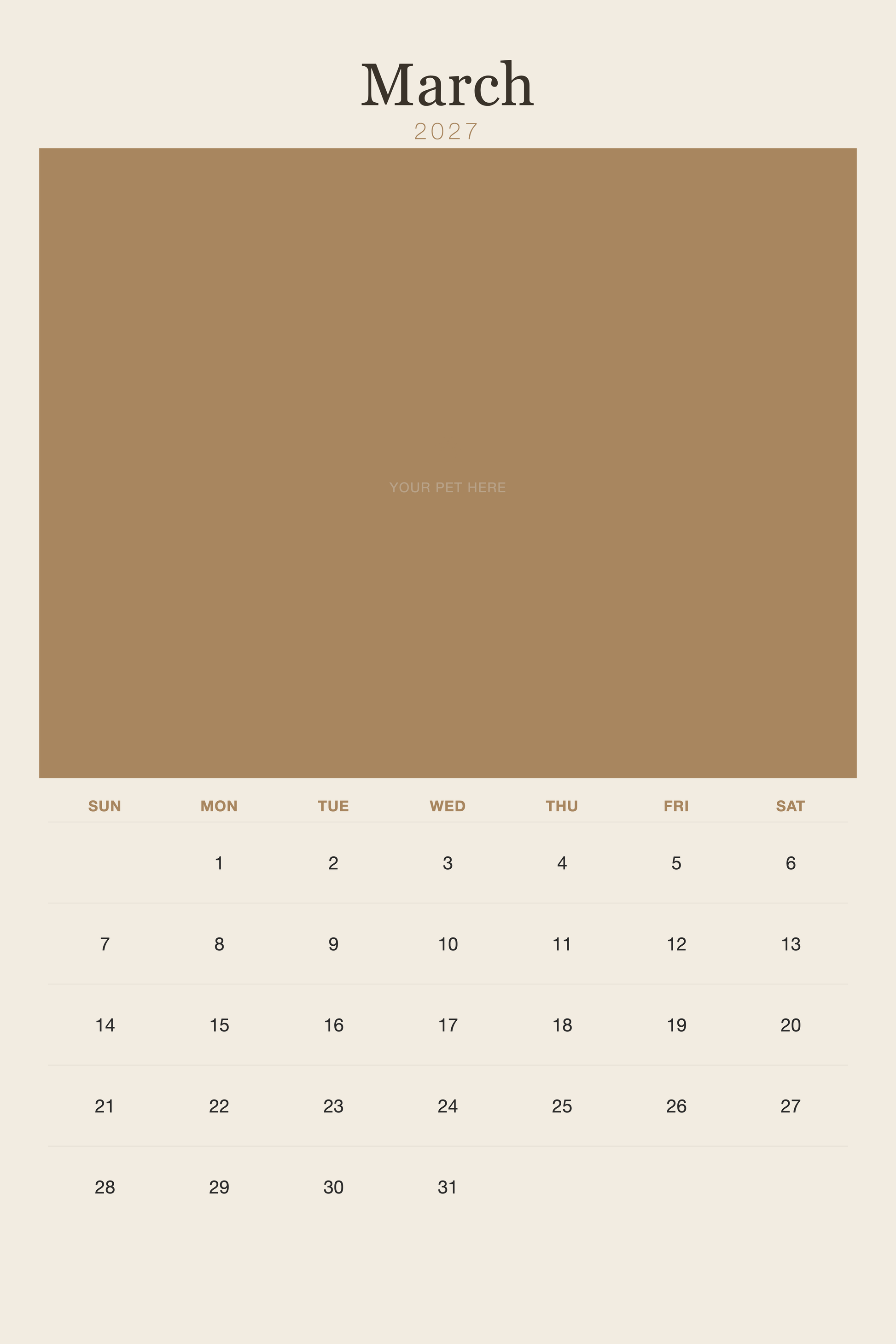pet-calendar-2027-plain-linen-xl-pages 03-march