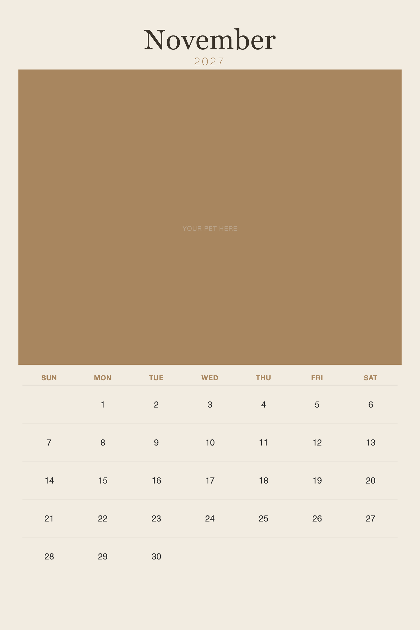 pet-calendar-2027-plain-linen-xl-pages 11-november