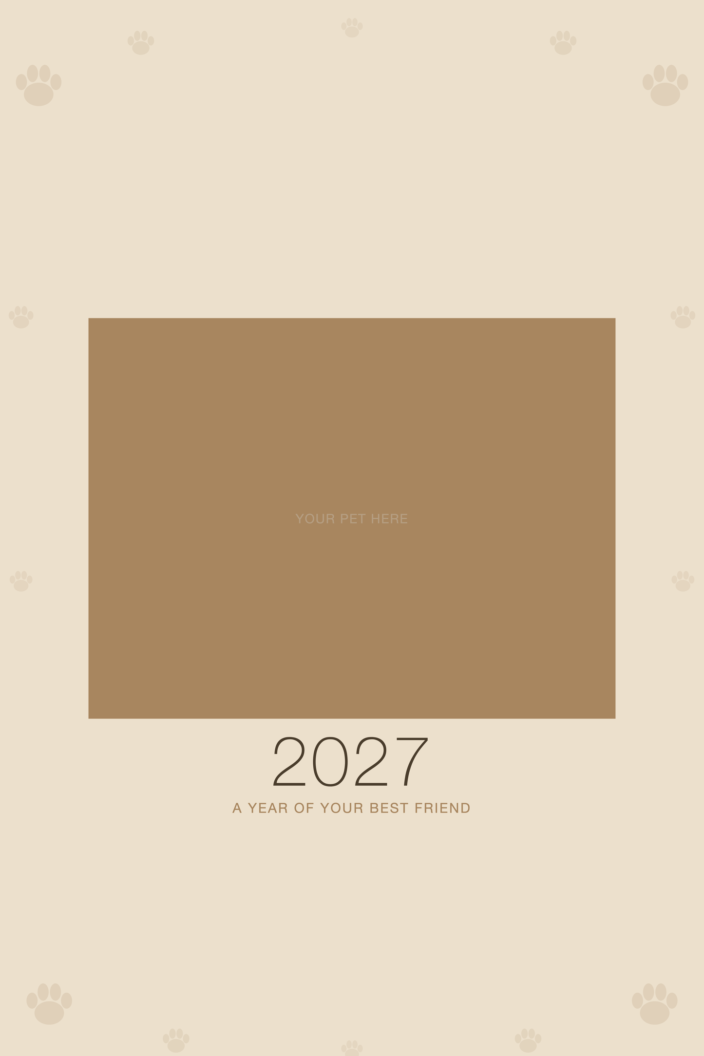 Cover of the Personalized Pet Photo Calendar 2027 — XL Minimalist Linen, with space for your pet's photo and name