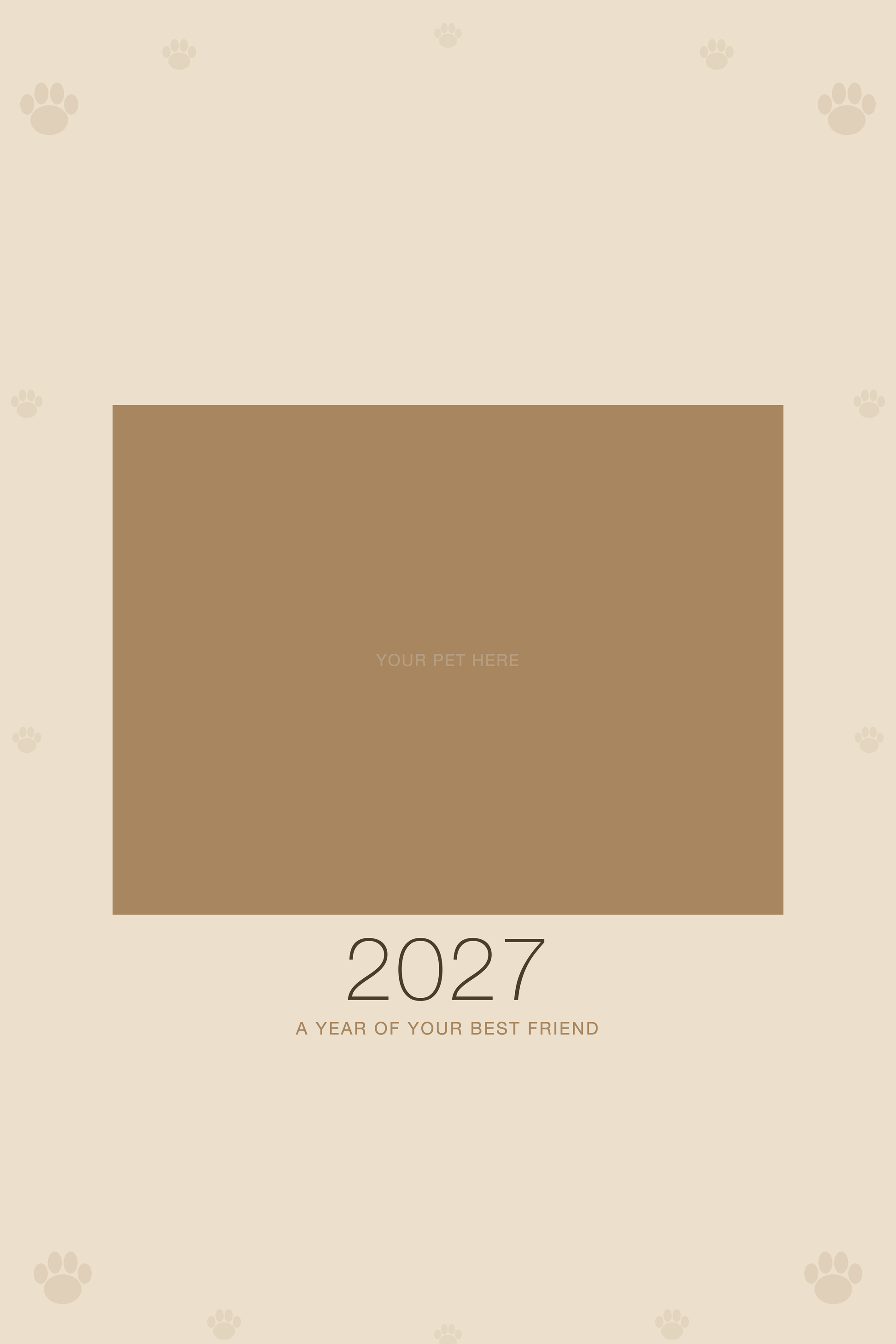Cover of the Personalized Pet Photo Calendar 2027 — XL Minimalist Linen, with space for your pet's photo and name