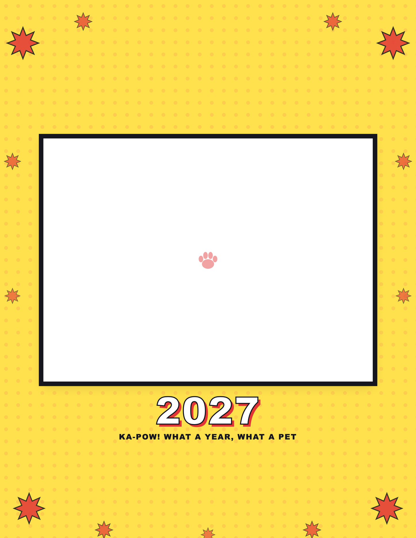 Cover of the Personalized Pet Photo Calendar 2027 — Pop Art, with space for your pet's photo and name