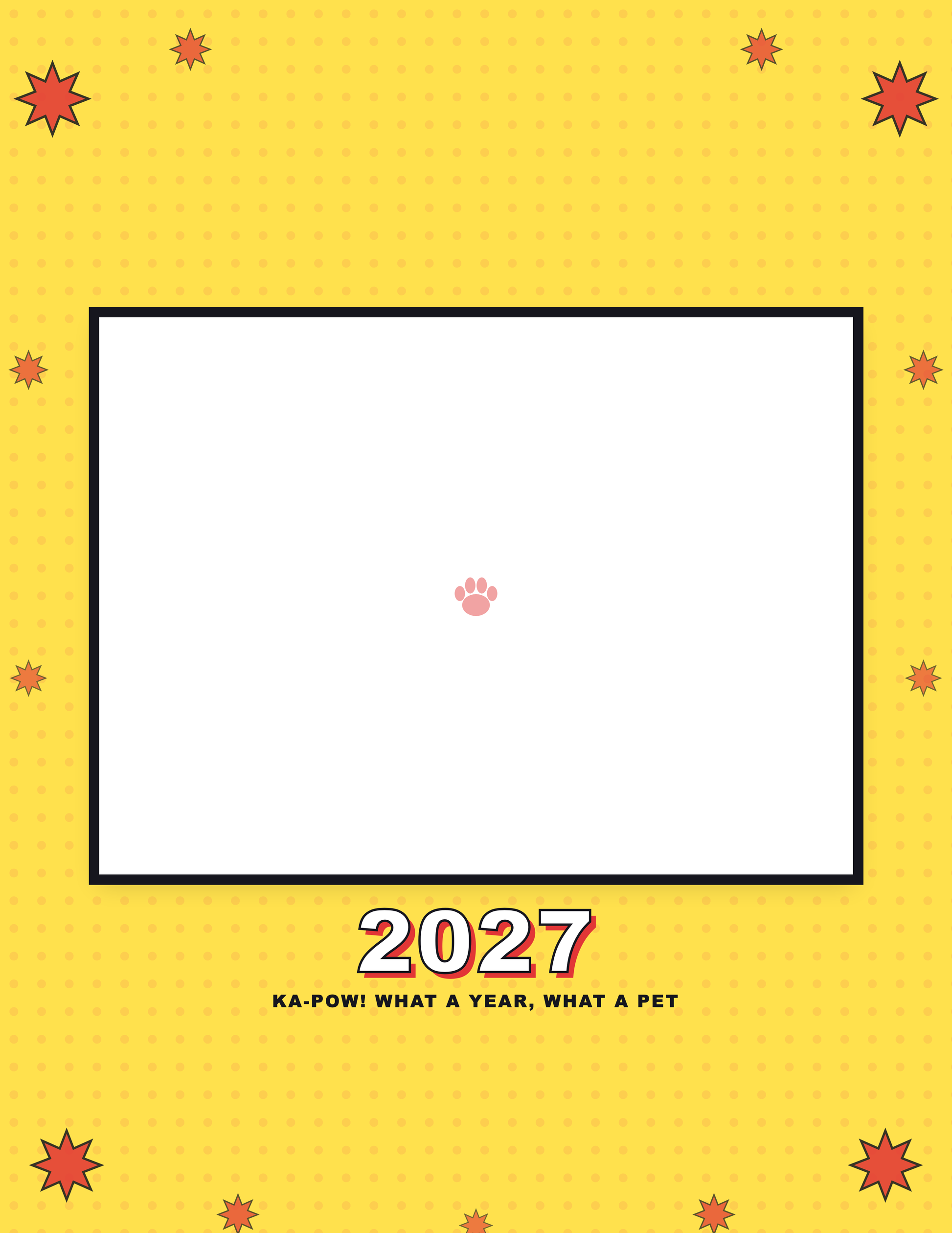 Cover of the Personalized Pet Photo Calendar 2027 — Pop Art, with space for your pet's photo and name