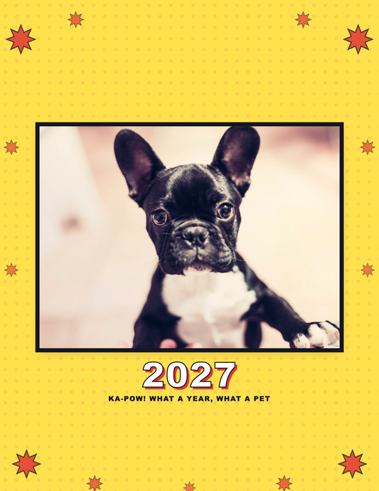 2027 popart calendar cover with sample pet photo