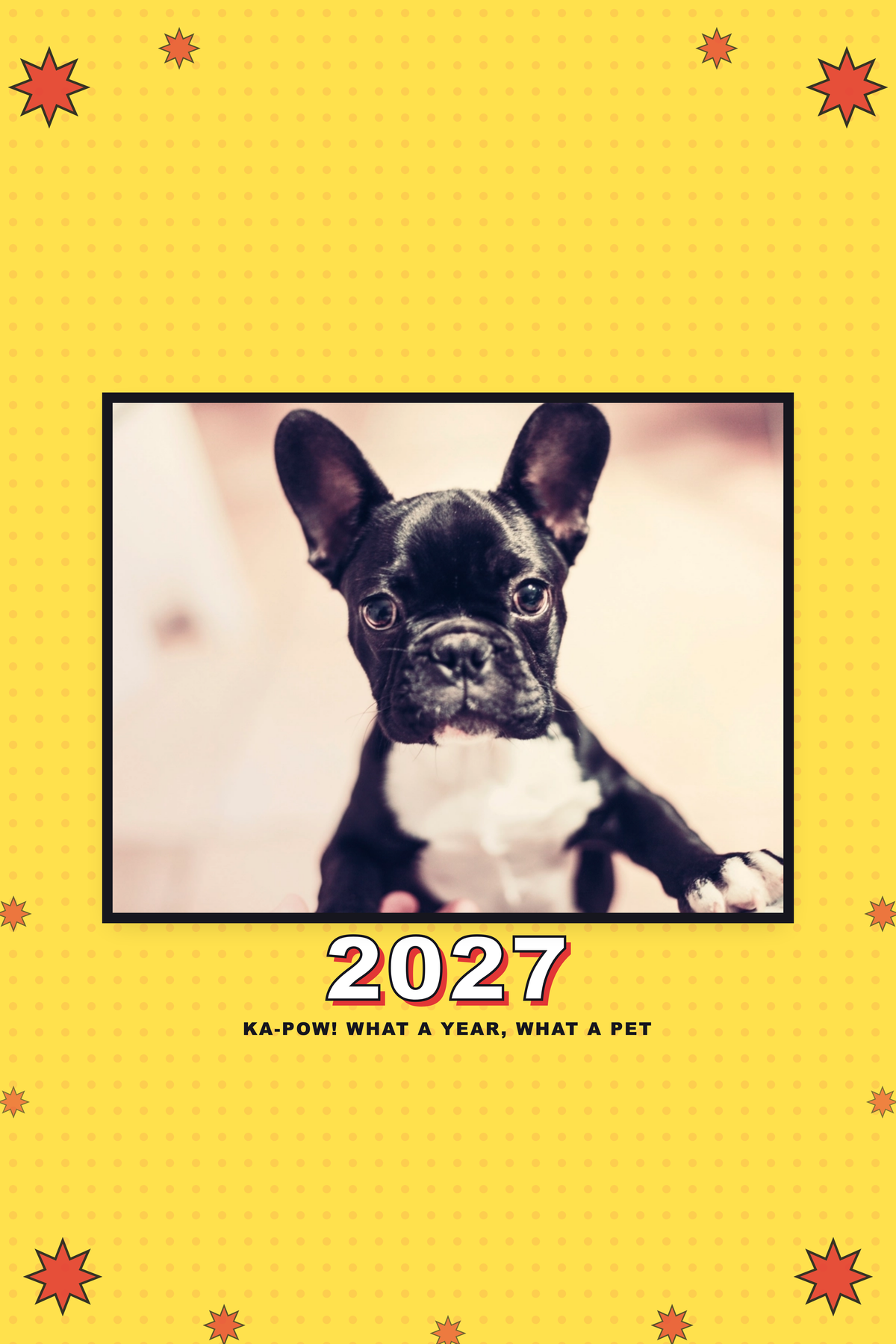 2027 popart calendar cover with sample pet photo