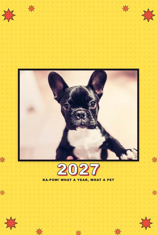 2027 popart calendar cover with sample pet photo