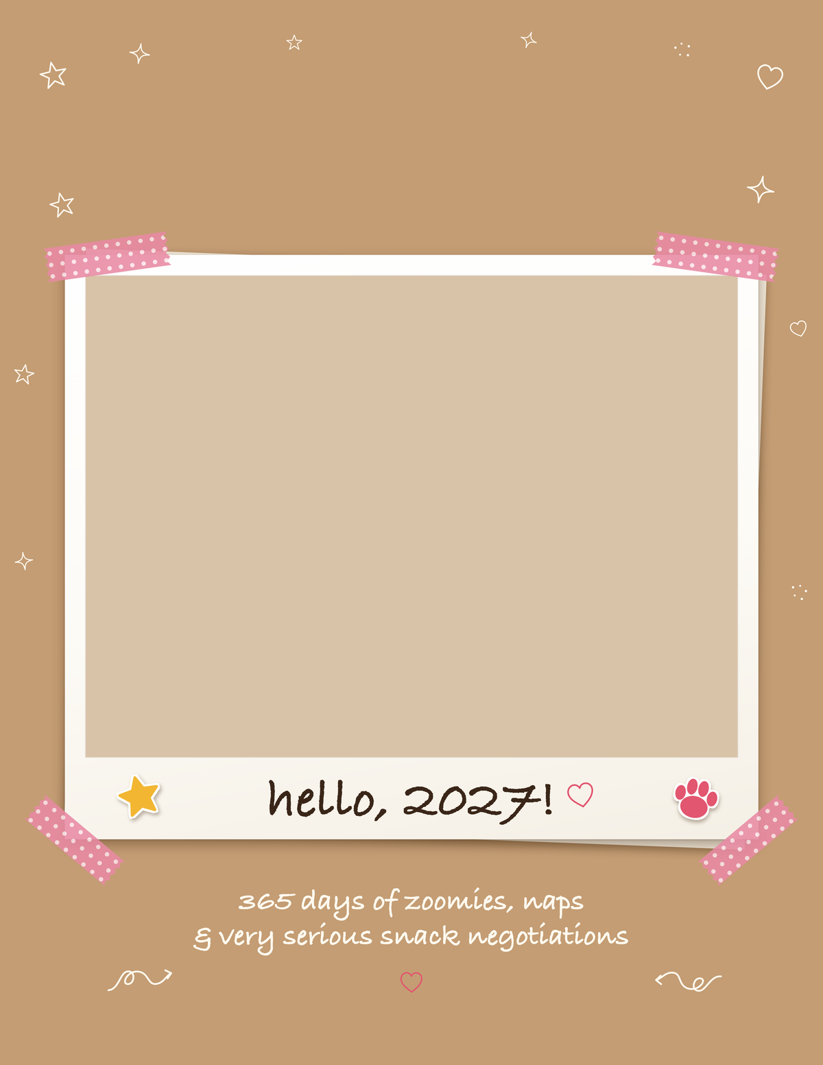 Cover page of the Personalized Pet Photo Calendar 2027: Scrapbook Snapshot, with a photo area for your pet