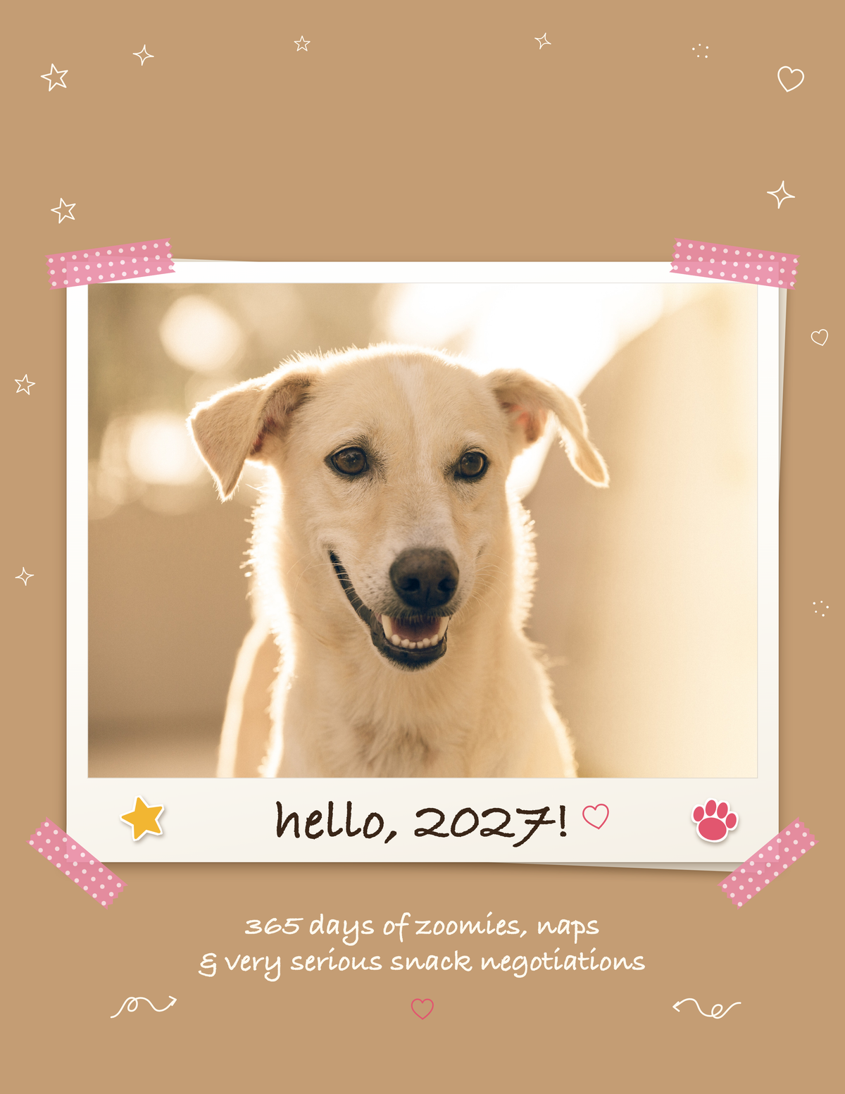 Personalized Pet Photo Calendar 2027: Scrapbook Snapshot, shown with a sample pet photo on the cover