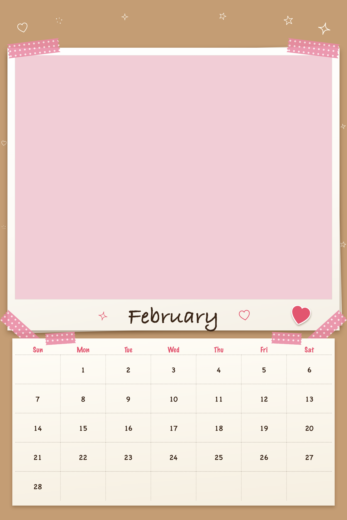 February page of the Personalized Pet Photo Calendar 2027: XL Scrapbook Snapshot, with a photo area above the date grid