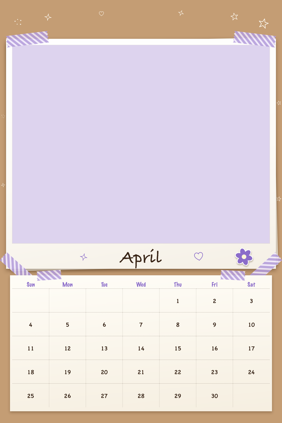 April page of the Personalized Pet Photo Calendar 2027: XL Scrapbook Snapshot, with a photo area above the date grid