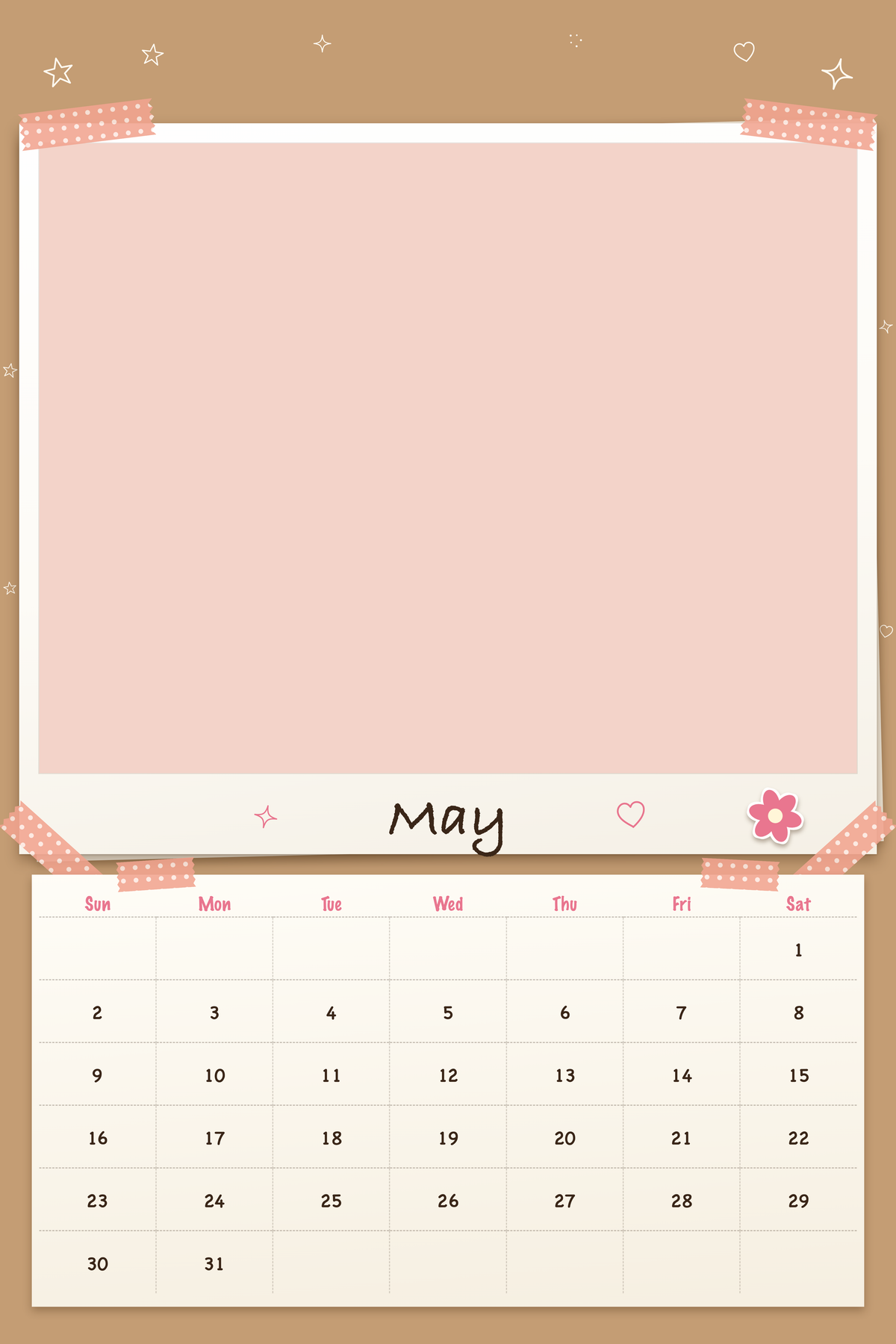 May page of the Personalized Pet Photo Calendar 2027: XL Scrapbook Snapshot, with a photo area above the date grid