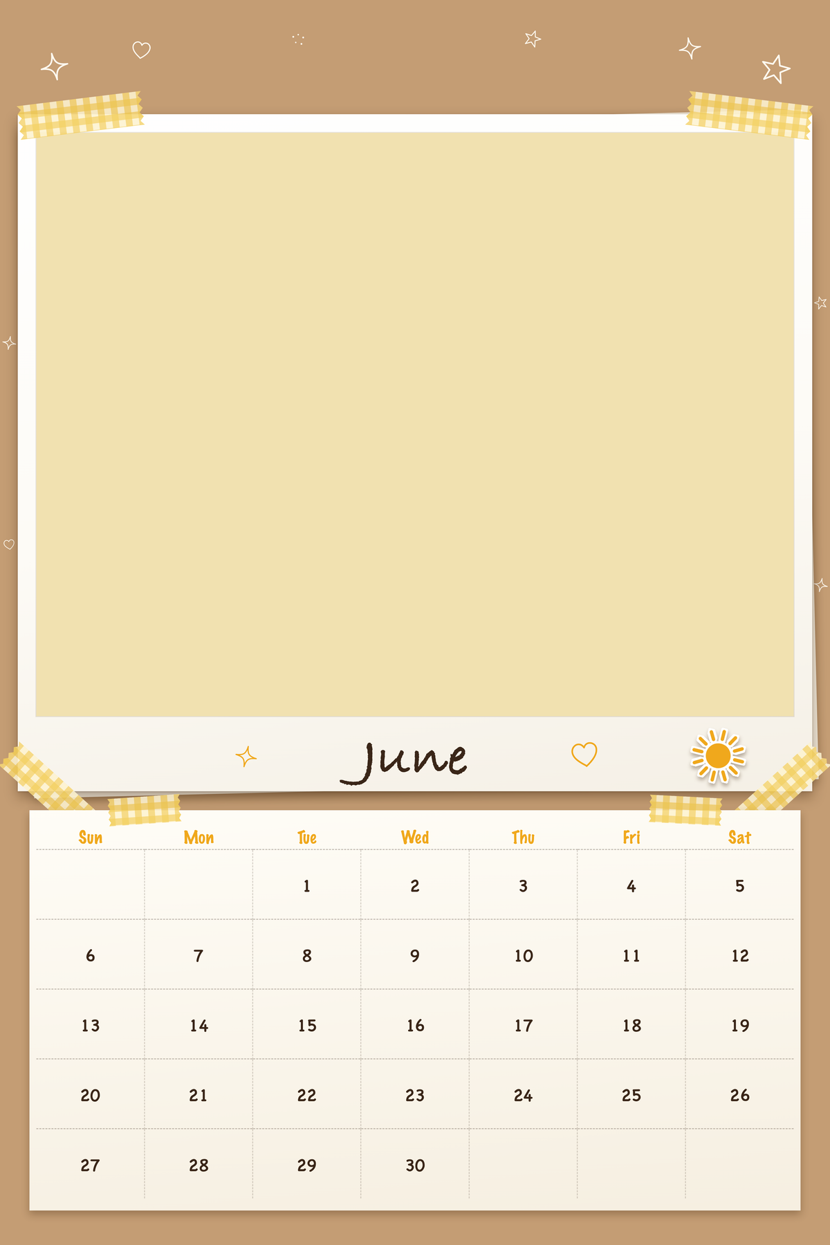 June page of the Personalized Pet Photo Calendar 2027: XL Scrapbook Snapshot, with a photo area above the date grid