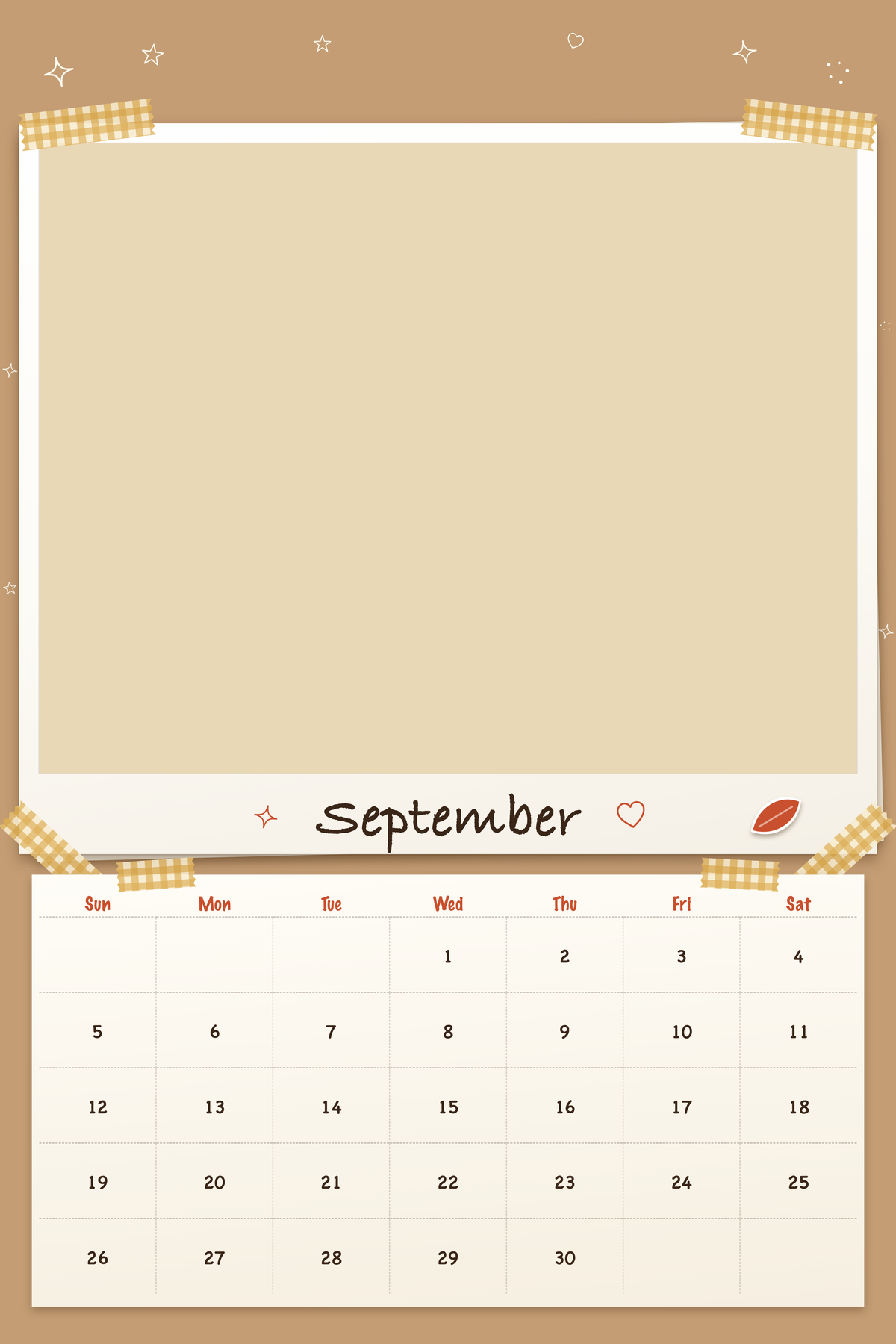 September page of the Personalized Pet Photo Calendar 2027: XL Scrapbook Snapshot, with a photo area above the date grid