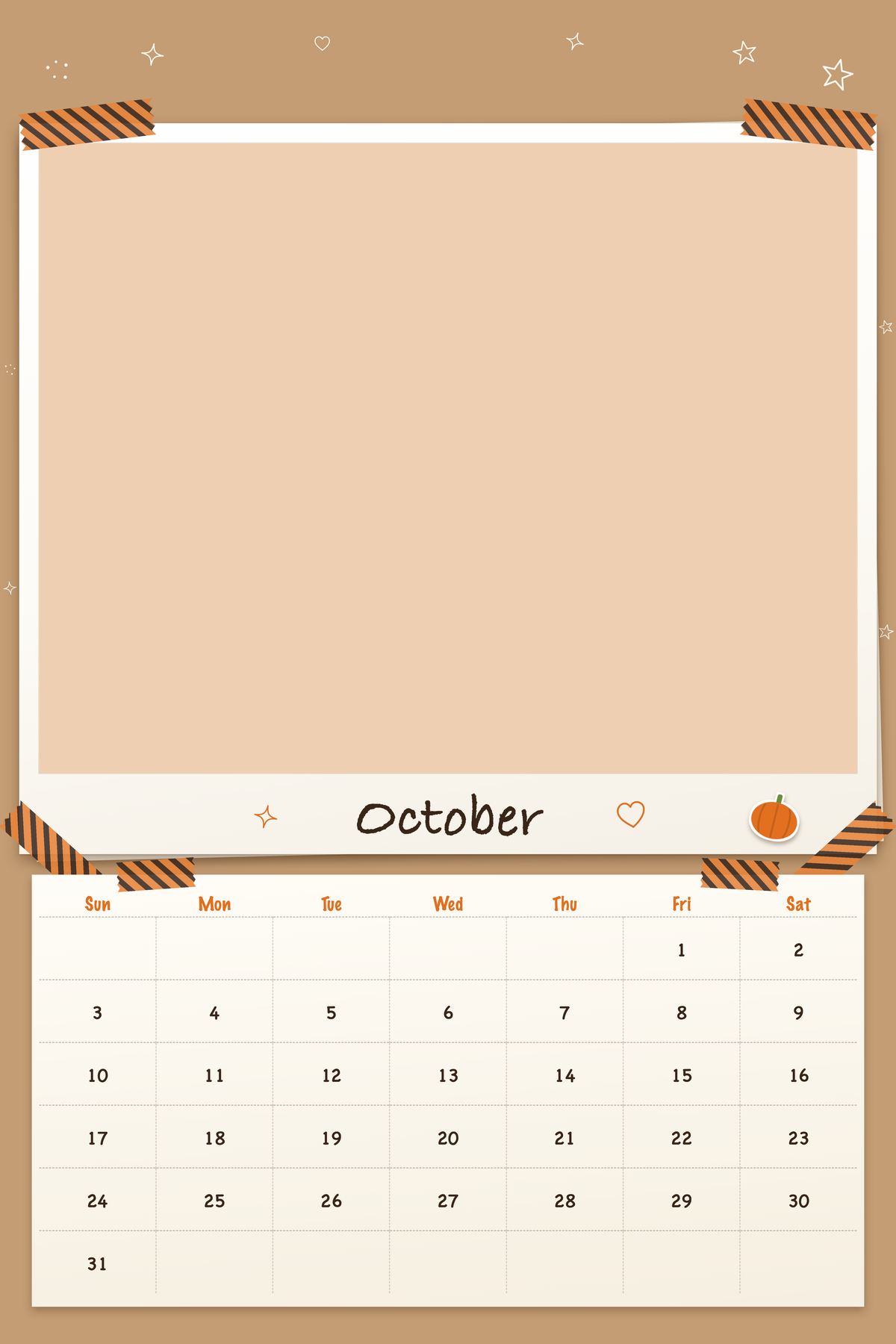 October page of the Personalized Pet Photo Calendar 2027: XL Scrapbook Snapshot, with a photo area above the date grid
