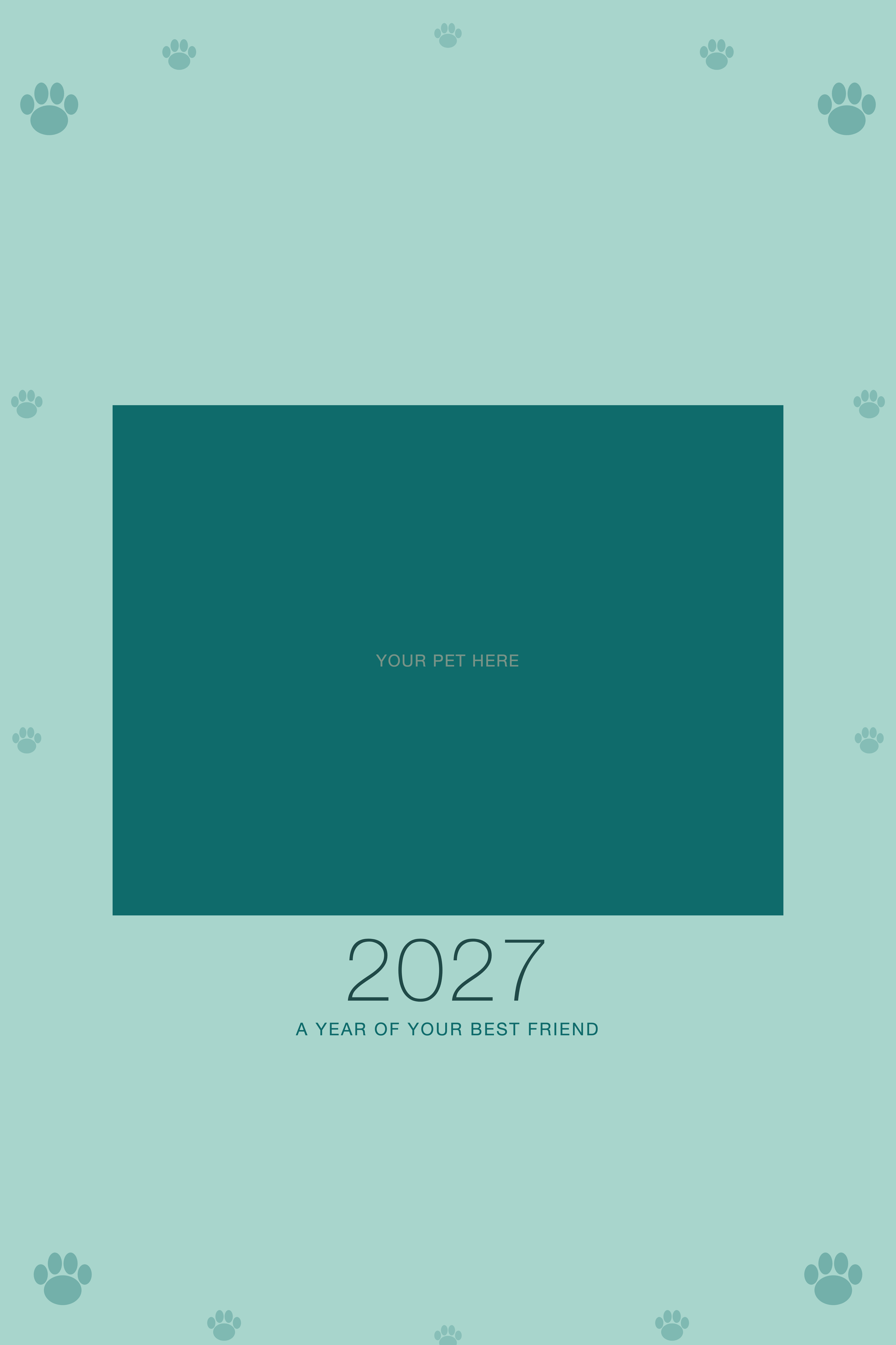 Cover of the Personalized Pet Photo Wall Calendar 2027, with space for your pet's photo and name