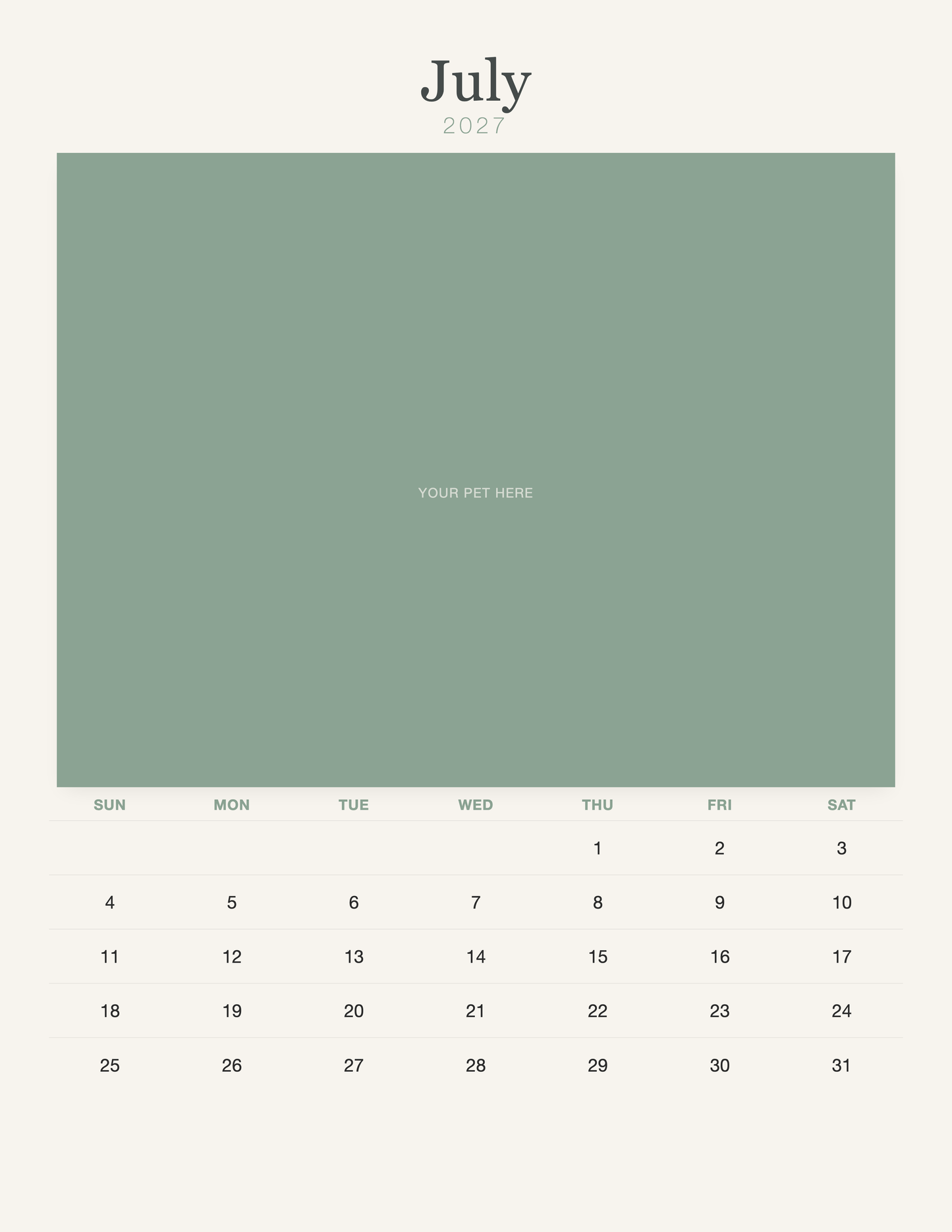 pet-calendar-2027-watercolor-pages 07-july