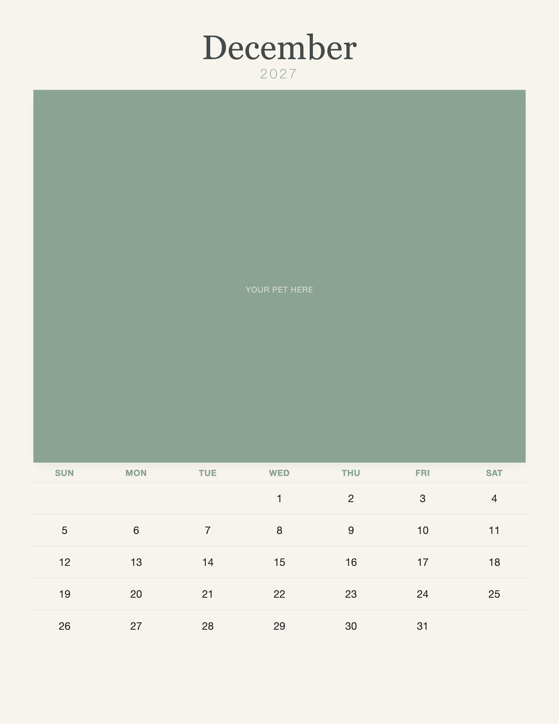 pet-calendar-2027-watercolor-pages 12-december