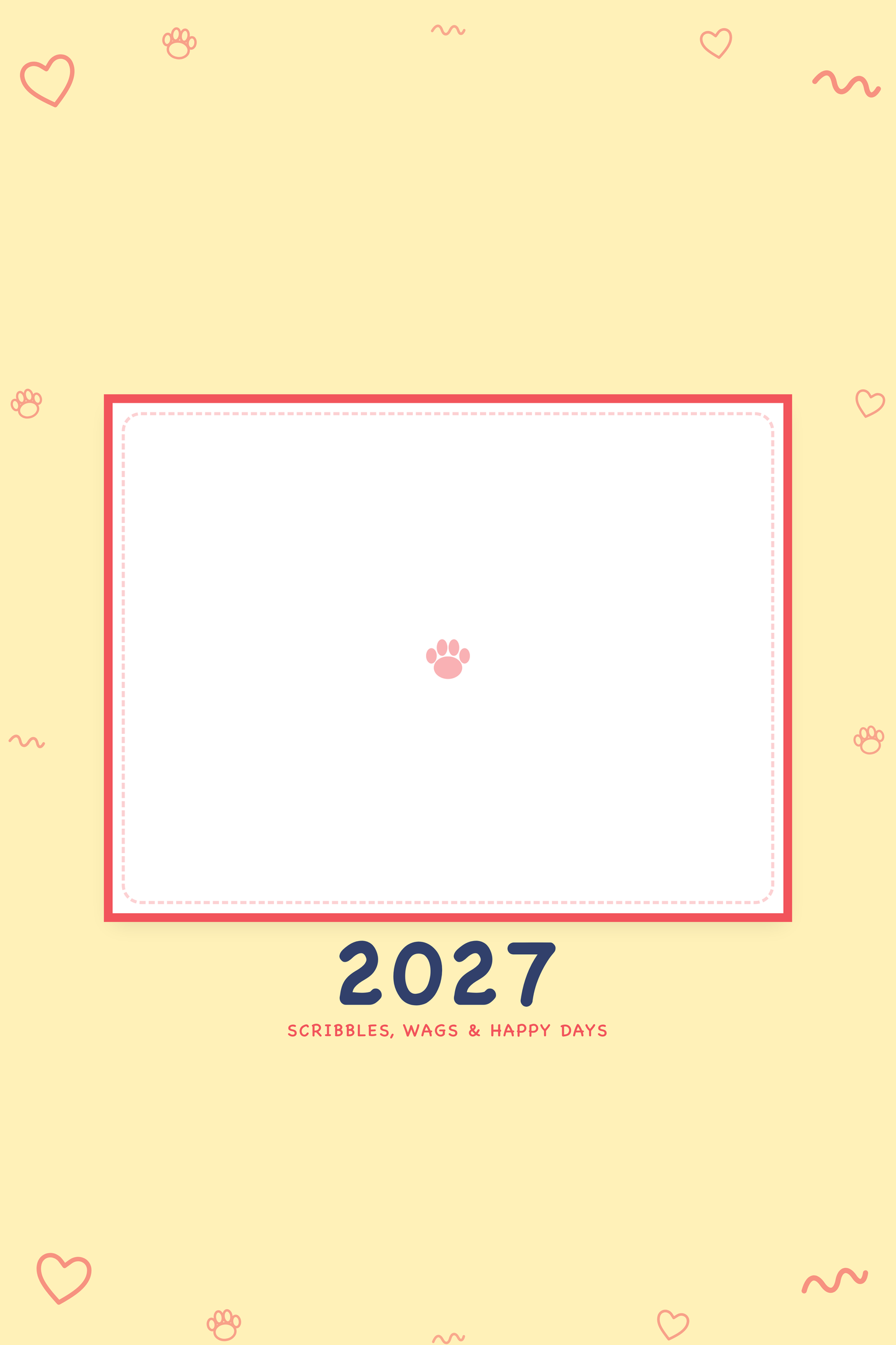 Cover of the Personalized Pet Photo Calendar 2027 — XL Playful Doodle, with space for your pet's photo and name