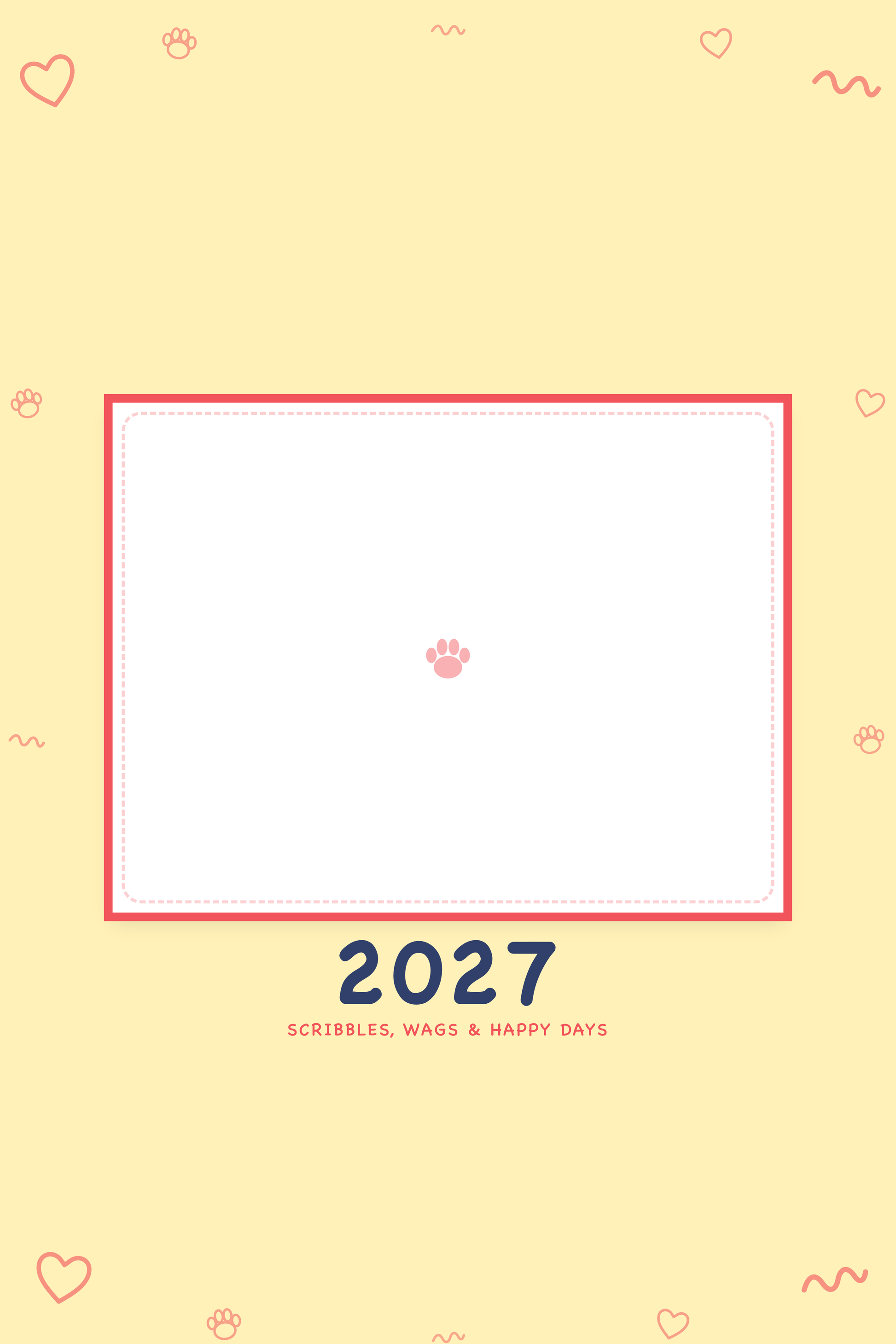 Cover of the Personalized Pet Photo Calendar 2027 — XL Playful Doodle, with space for your pet's photo and name