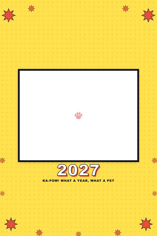 Cover of the Personalized Pet Photo Calendar 2027 — XL Pop Art, with space for your pet's photo and name