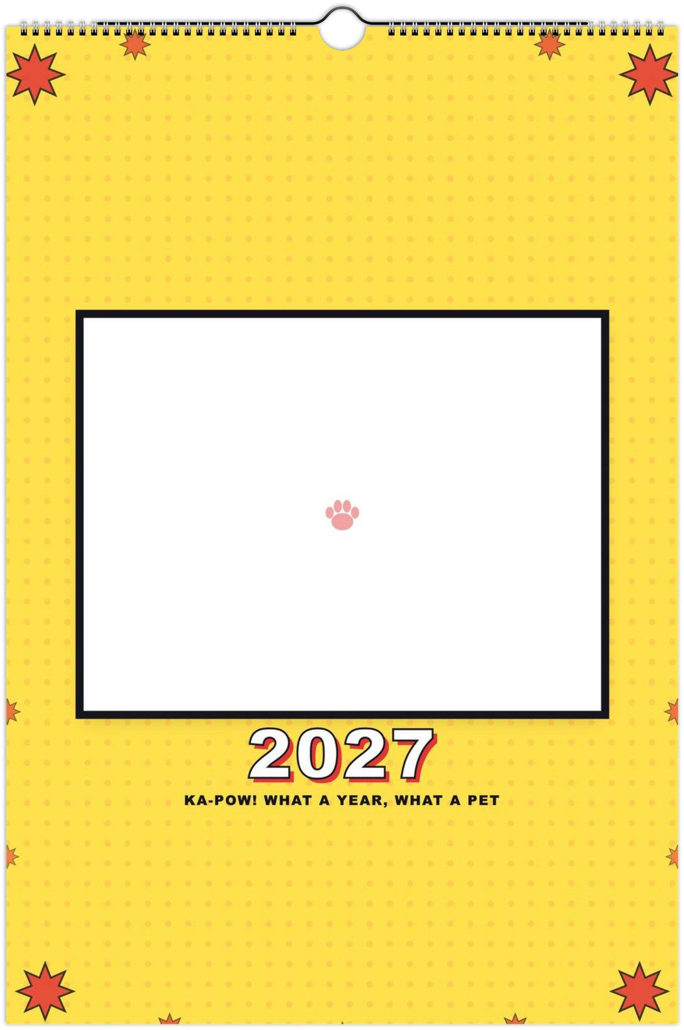 Personalized Pet Photo Calendar 2027 — XL Pop Art shown with a sample pet photo on the cover